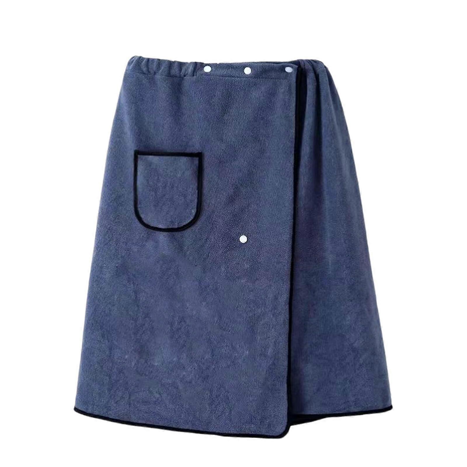 Long men's bath towel with THREE adjustable buttons, soft and absorbent, quickdrying and very absorbent, polyester, camping blue Ref: 5988