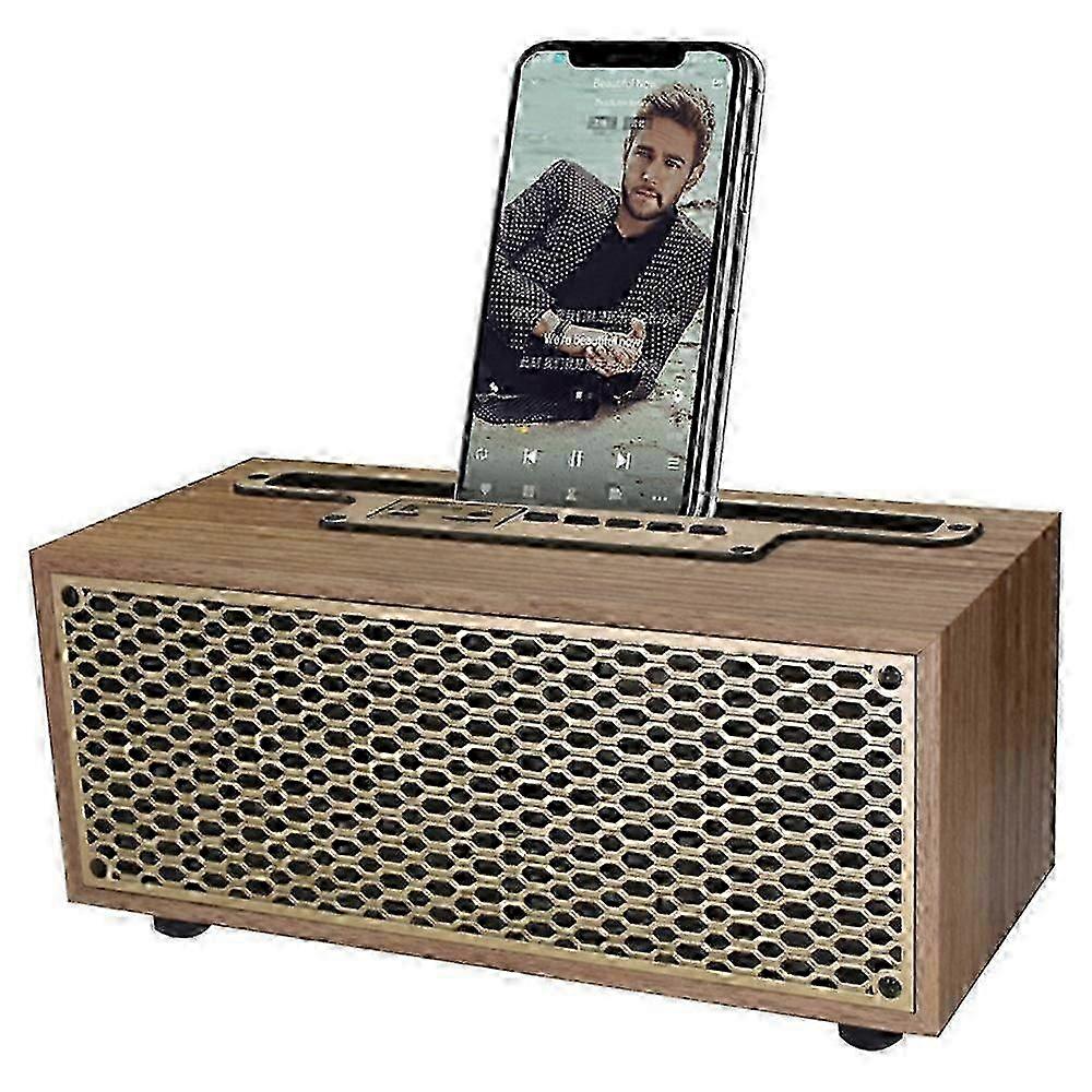 Xm-5h Vintage Wooden Appearance Portable Speaker Wireless Bluetooth Connectivity Phone Stand Holder 
