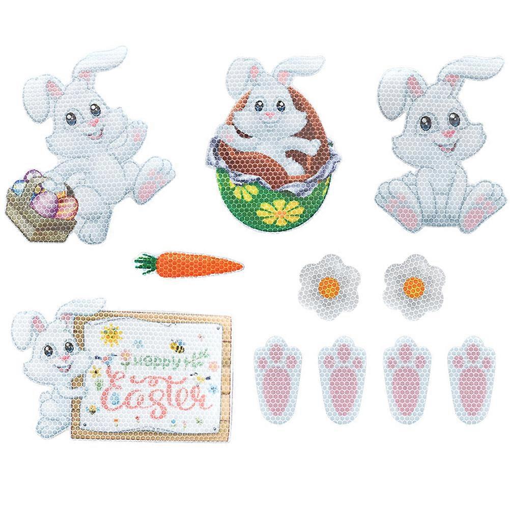 Easter Reflective Magnets Set 11pcs Car Stickers with Rabbit & Carrot Designs for Cars, Fridges, Lockers, Easy Apply & Remove