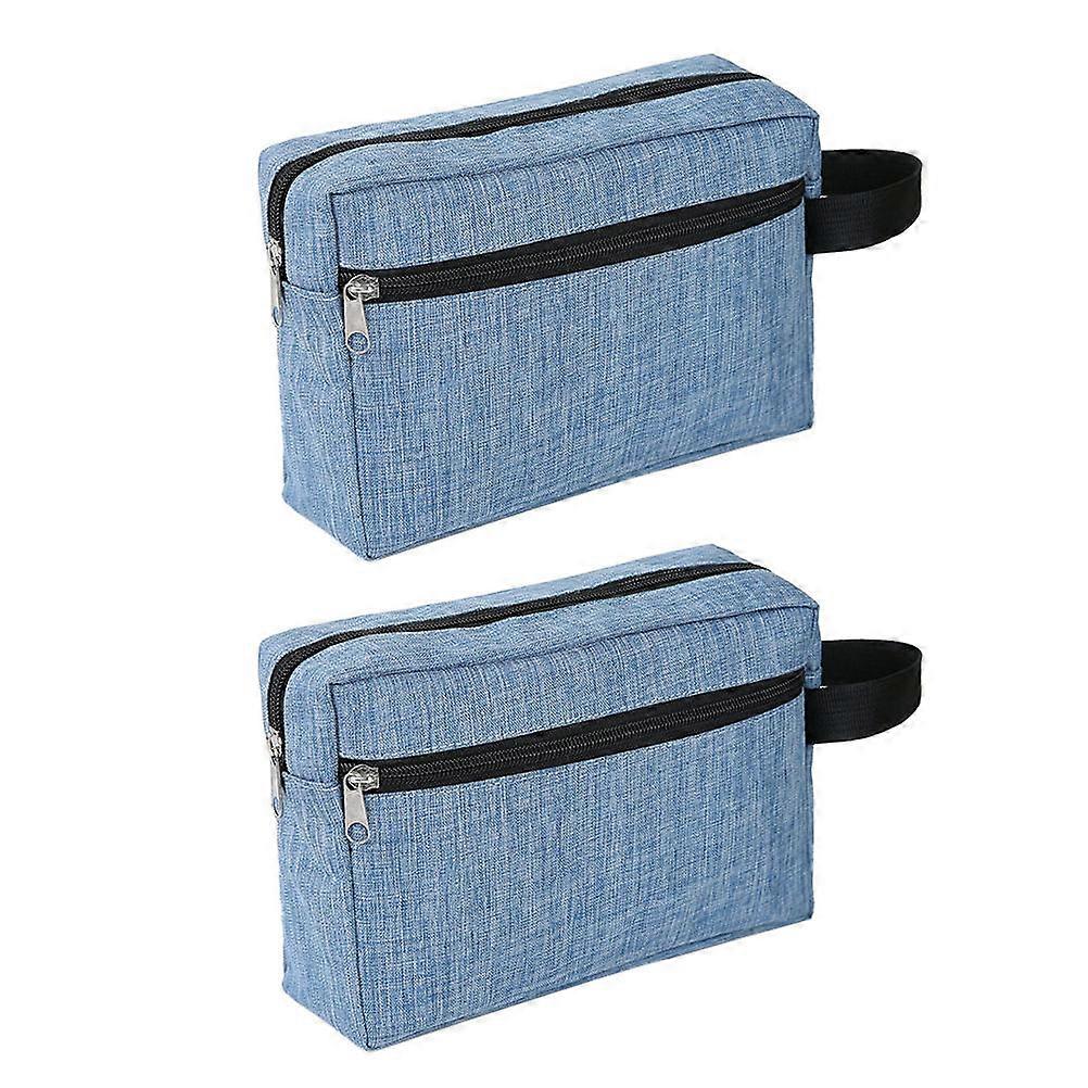 مجموعة أكياس مكياج حقائب حمام محمولة حقائب مستحضرات تجميل محمولة للنساء 22x16x14 سم تخزين قماش أكسفورد 2 قطعة