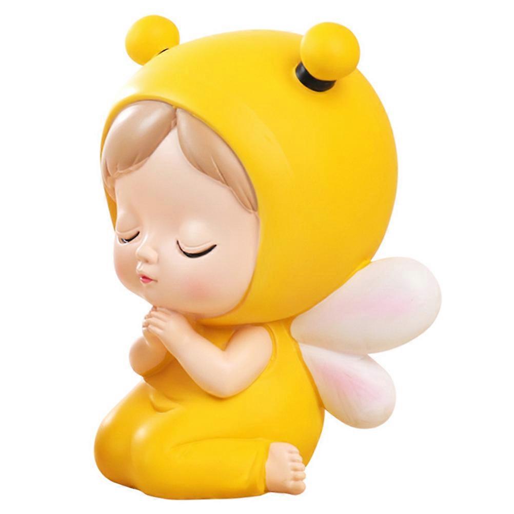 Saving Box Cartoon Coin Bank Resin Desktop Ornament Yellow 17.5X14.5X12.5CM 1Pc