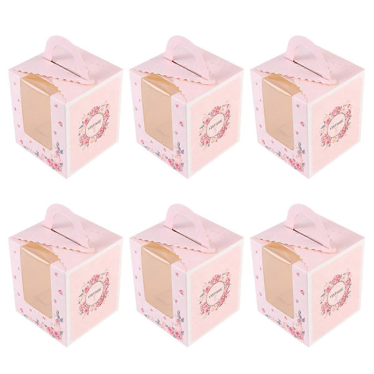Mini Cupcake Box Paper Cupcake Packing Box Square Shape Decorative Package 6.1 3.7 3.7in 50Set