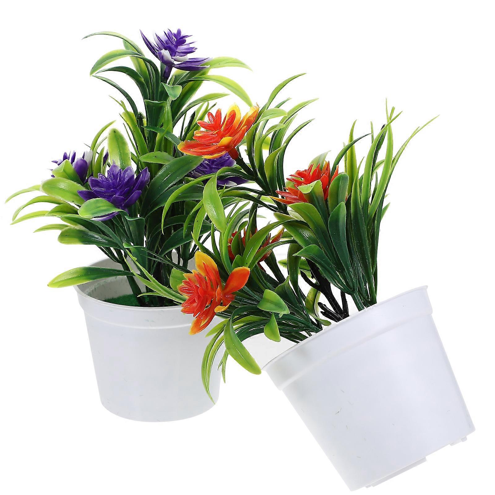 4pcs Artificial Potted Plants Lightweight Desk Decor Fake Greenery for Home Office Tabletop Decoration Bonsai Ornaments Joyous Appearance