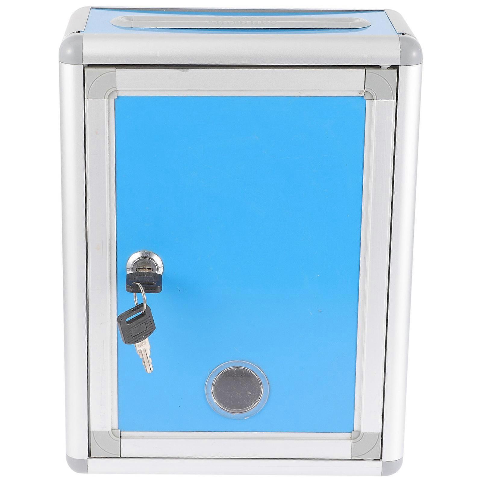 Lockable Wall Mount Weatherproof Suggestion Box for Home Office Business Use Durable Aluminum Mailbox for Letters Donations Classic Design Light Blue