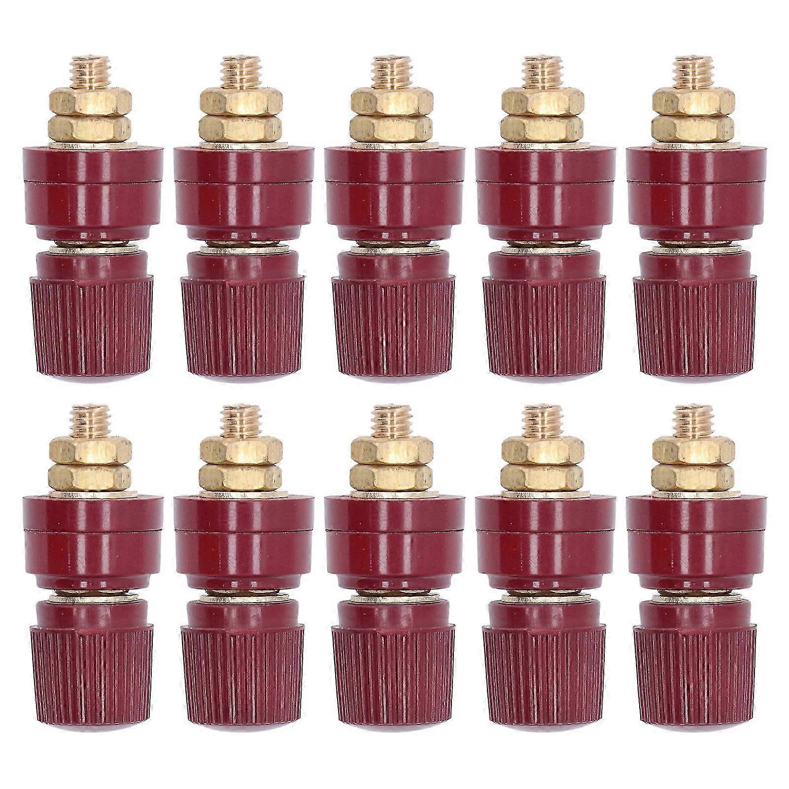10Pcs 333 Full Brass Terminal M6 Screw Banana Plug Socket Terminal Binding Posts TerminalRed
