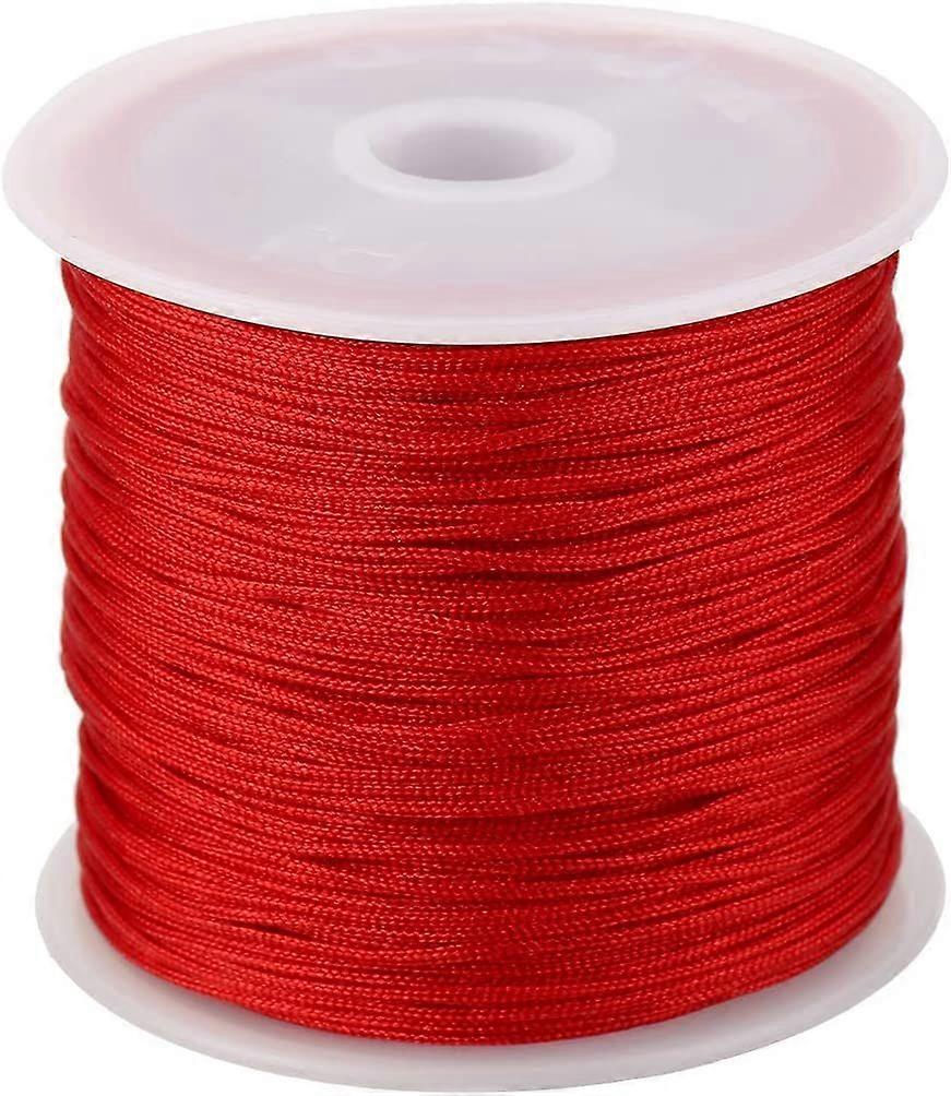 0.8mm Nylon Cord, Thread Chinese Knot Macrame Rattail Bracelet Braided String (Red)