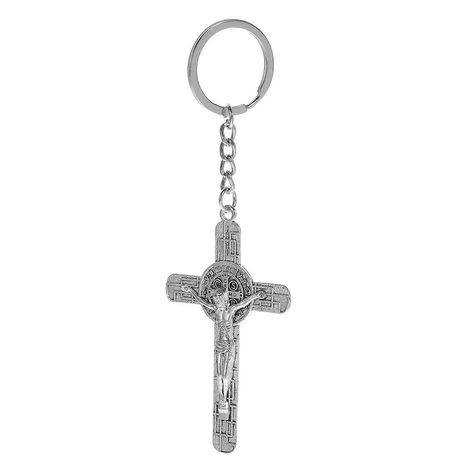 Silver Cross Keychain for Hanging Keys Made of Zinc Alloy Durable and Lightweight 1.5x2.5 Inches