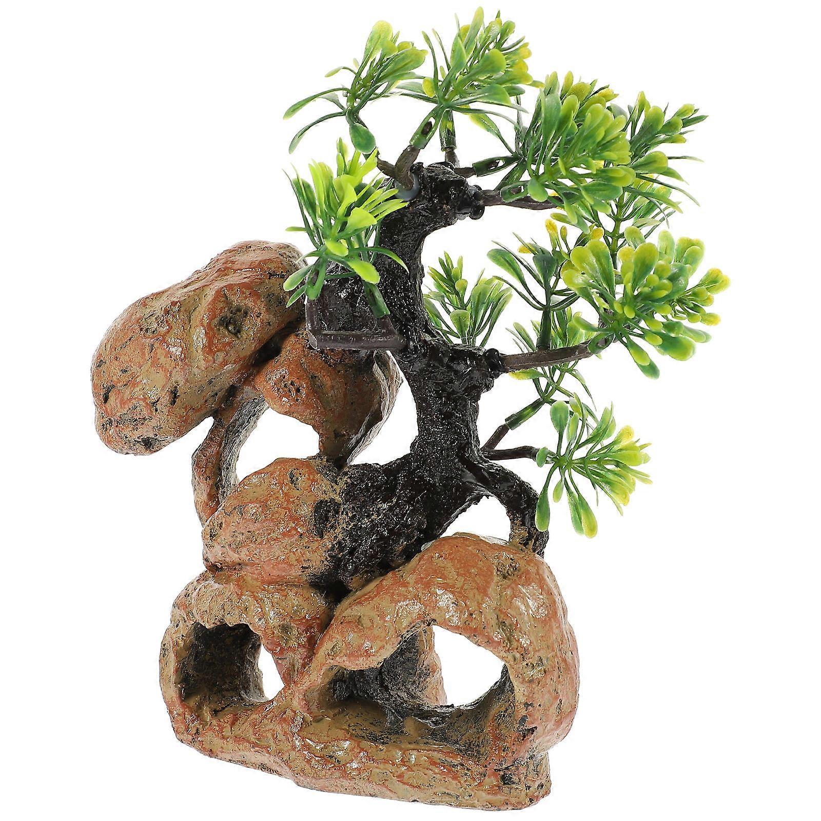 Aquarium Decorations Fake Tree Reptile Habitat Ornament Plastic Realistic Modeling Climbing .3×5.5×3.5in 1Set
