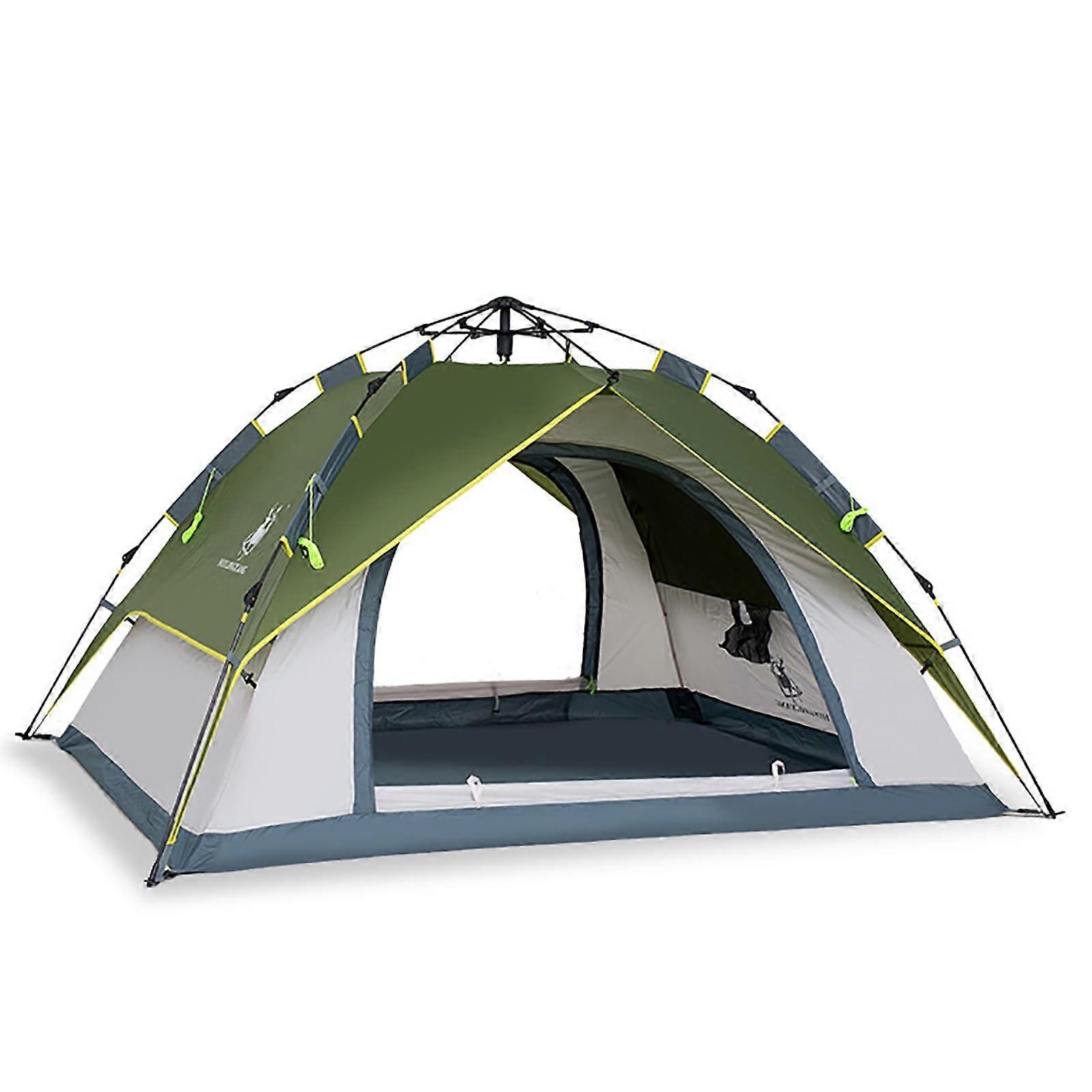 Pop Up Tent 4-Person Instant Setup Waterproof Windproof For Family Camping Green and White