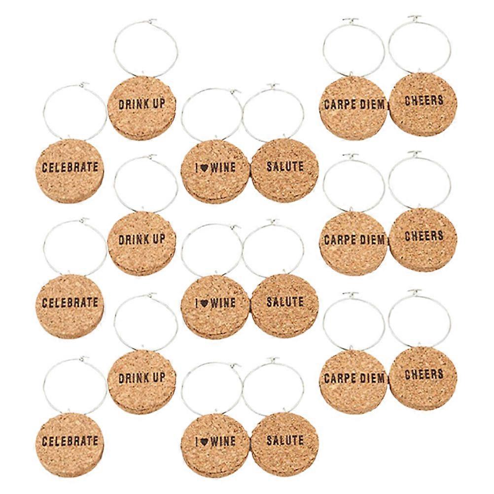 Drinking Charms Diy Marking Cork Wine Glass Charms Family Gatherings Accessory 5.00X2.50X0.50CM Elegant Style 18Pcs