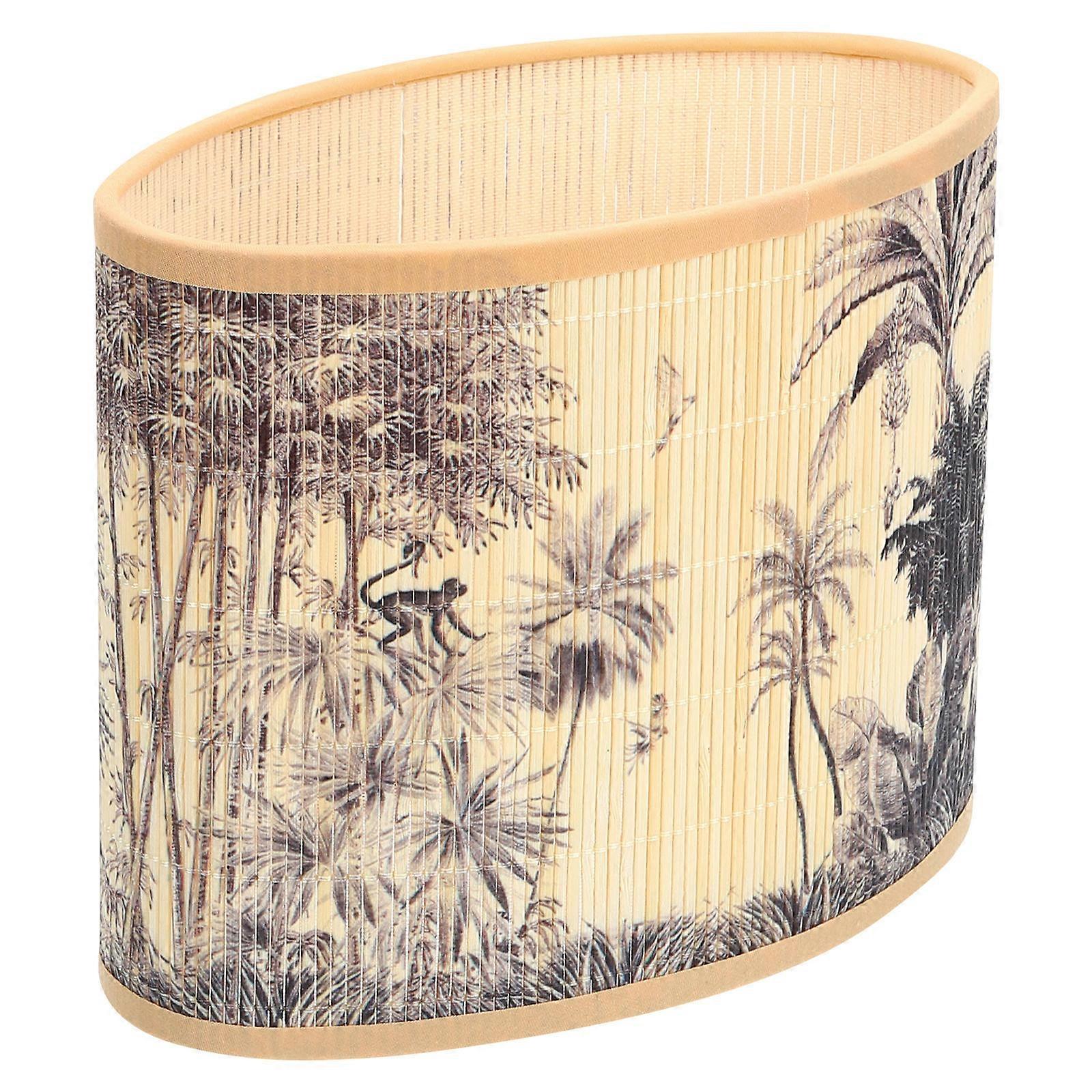 Replacement Lamp Shade Oval Bamboo Lampshade For Table Lamp Metal Material Dark Grey 23.00X18.00X12.50CM 1Set