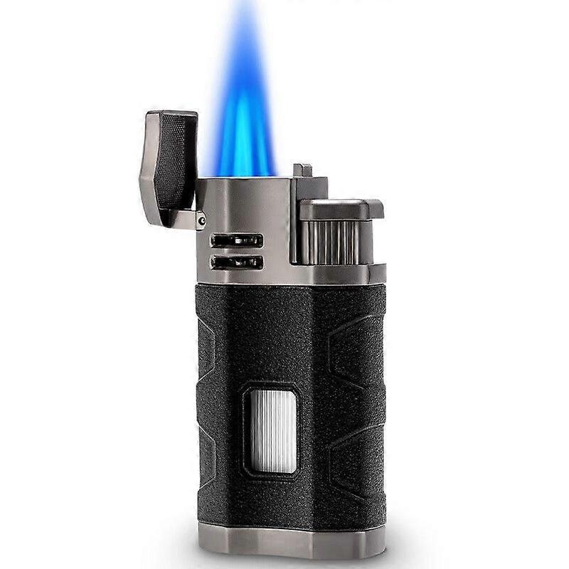Cigar Lighter Straight Inflatable Three-Fire Cigar Lighter Visual Window Cigar Clb-23Io