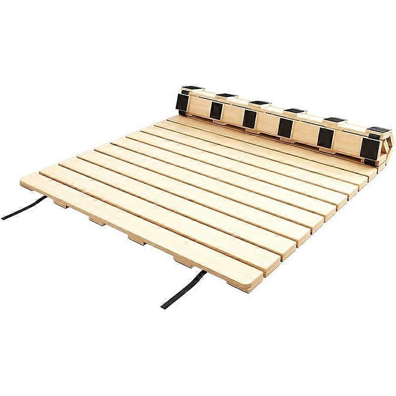 Portable Folding Bed with Solid Wood Slats, Folding Mattress, Hardwood Bed Board for Lumbar Support (Size: 200cm x 100cm)