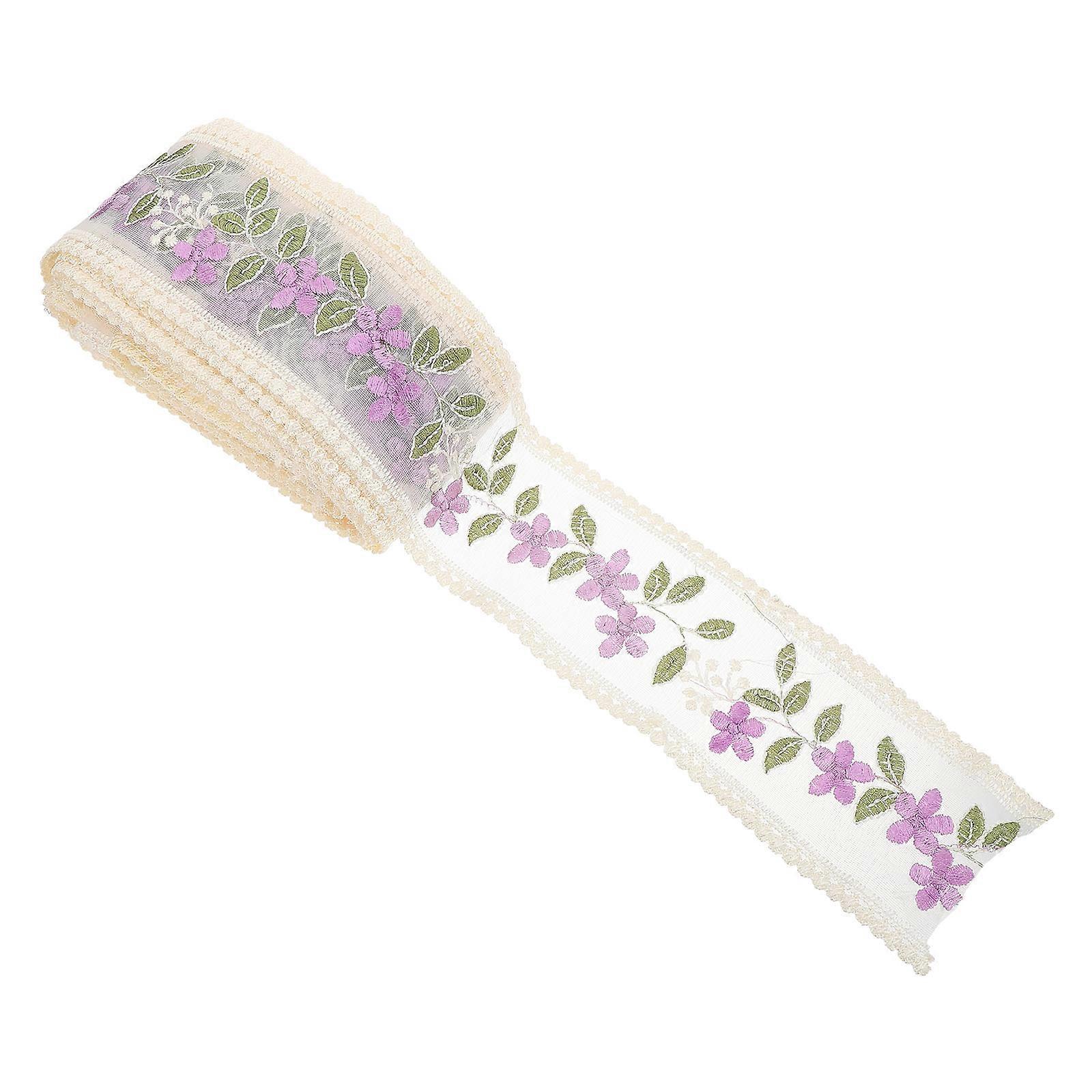 Embroidered Flower Lace Ribbon Purple 900cm Length 9cm Width For Dress Decoration And Sewing Projects 1Pc