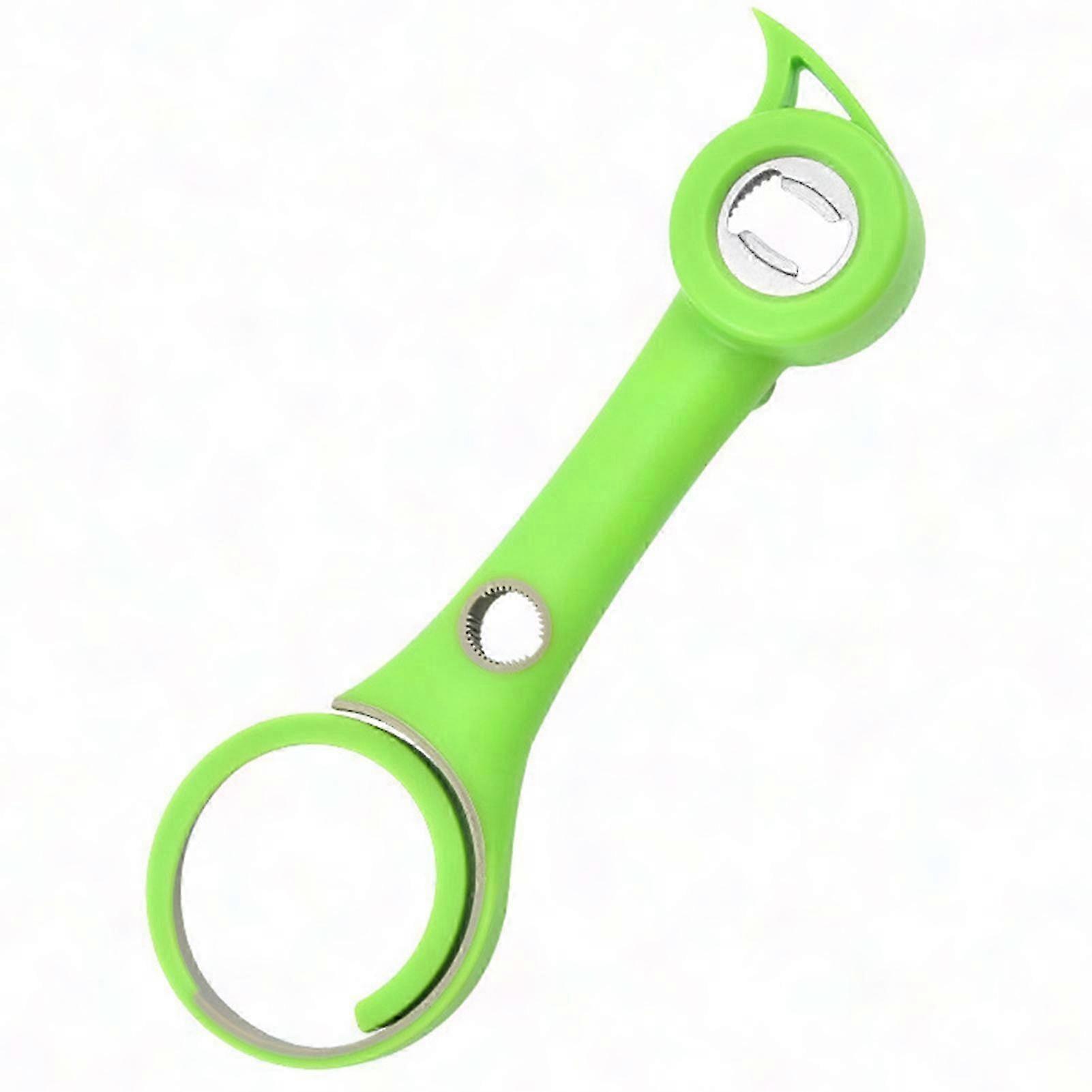 Stainless Steel 6-in-1 Bottle Opener - High Hardness, Ergonomic Handle, Comfortable Grip, Multi-Functional Can & Jar Opener