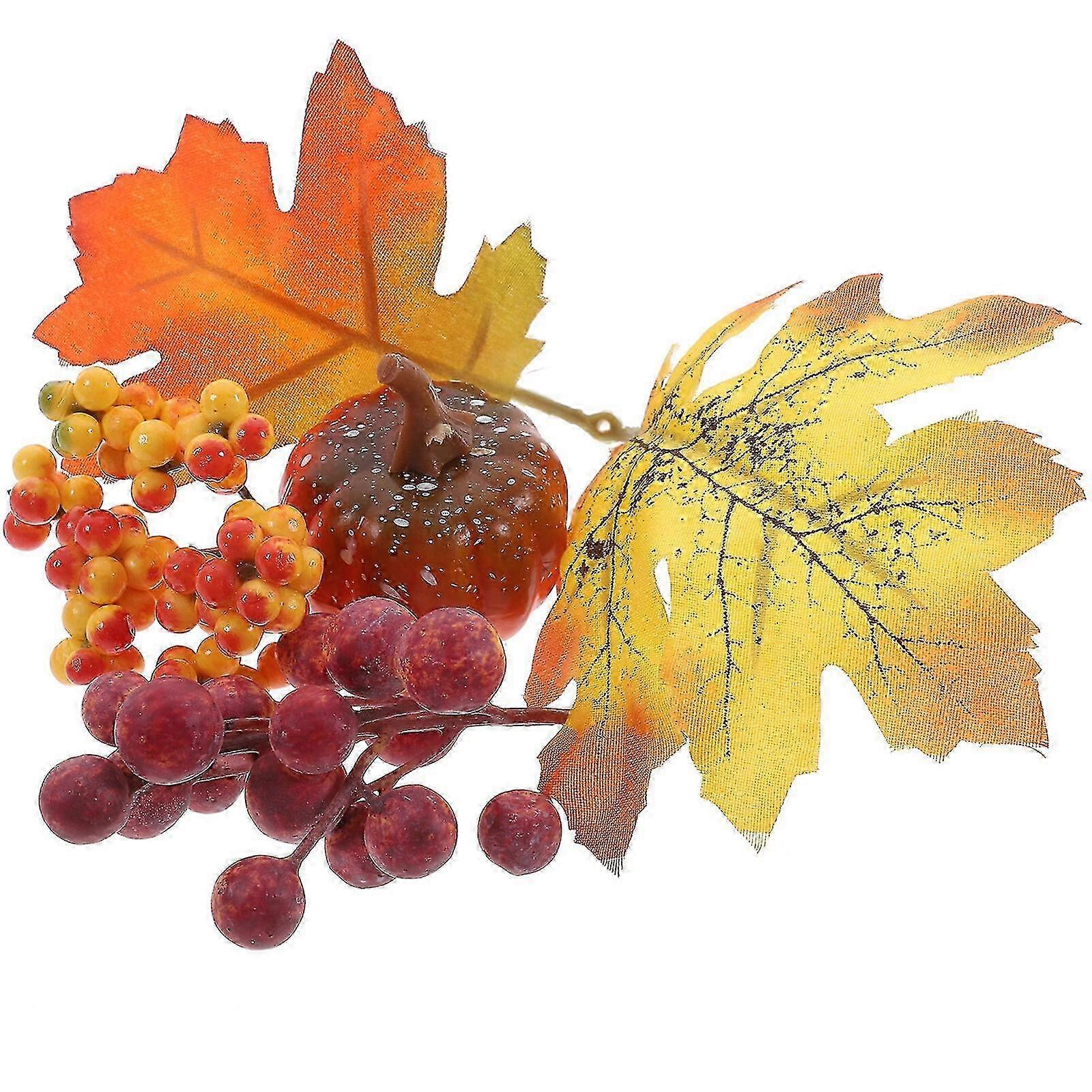 Artificial Pumpkin with Maple Leaf and Berries Picks for Thanksgiving Autumn Table Decor