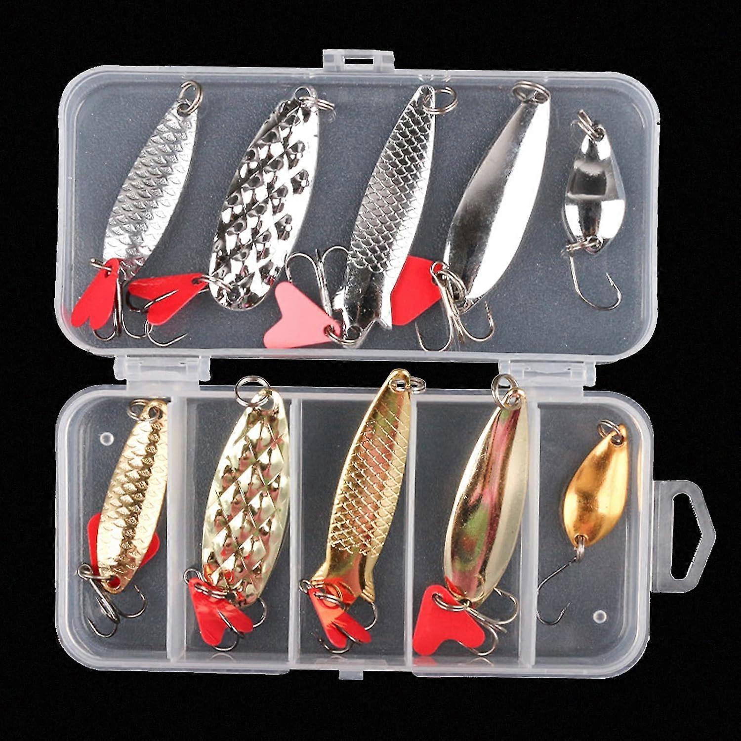 TTMA Angelköder Set, 10 Stück Kunstköder Flasher/Spinner/Wobbler Set, Hard Popper Köder mit Haken