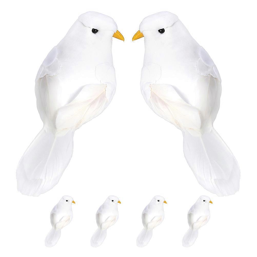 Simulation Bird Model Artificial Pigeon Statue Trick Performance 6Pcs White 17.00X6.70X5.50cm Foam