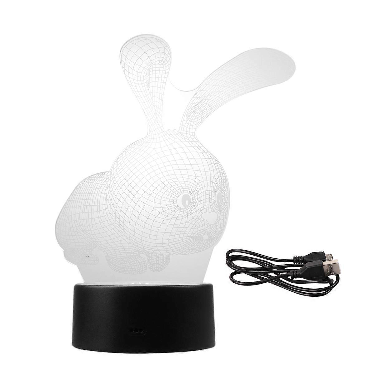 3D Illusion Lamp Rabbit Shape Touch LED Light for Home Decoration