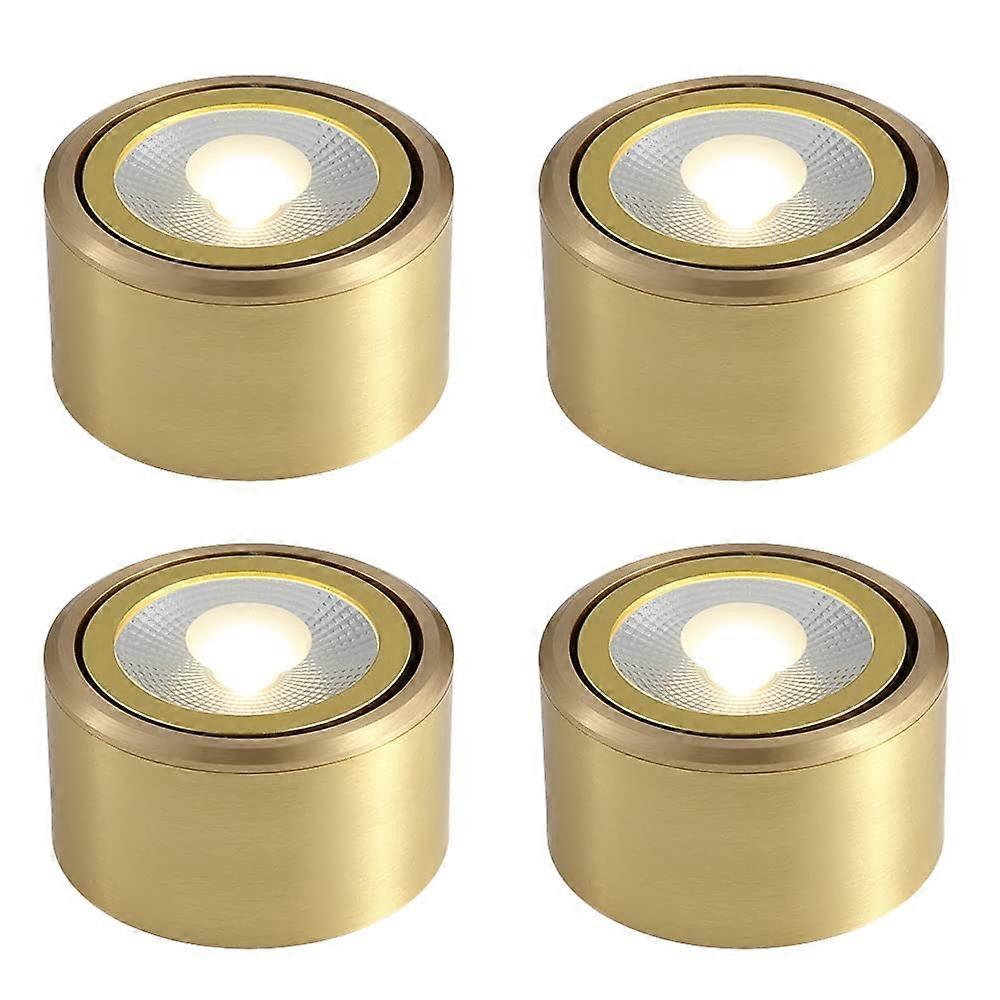 4piece set of round COB spotlights, adjustable 45° angle, copper, 90–260V, 7W 6000K
