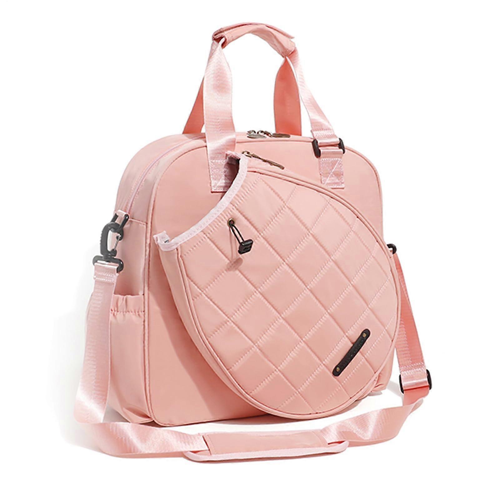 Tennis Racket Shoulder Bag, Adjustable Tennis Bag for Badminton Racket Rosa