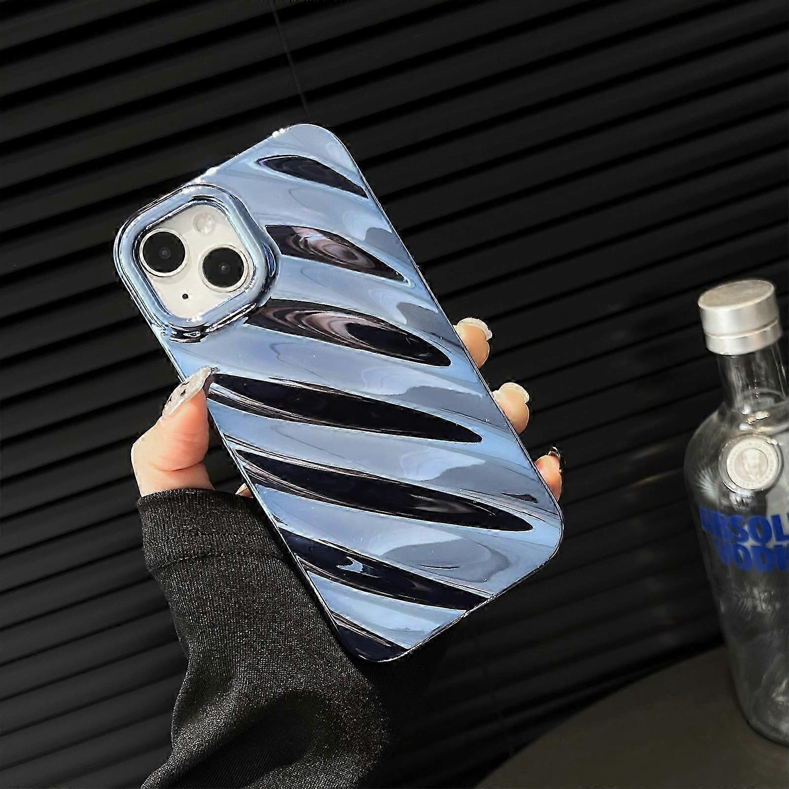 لطيف تموج الماء نمط موجة شكل عدسة الكاميرا حماية لينة لغطاء iPhone 15 Pro للفتيات والأولاد