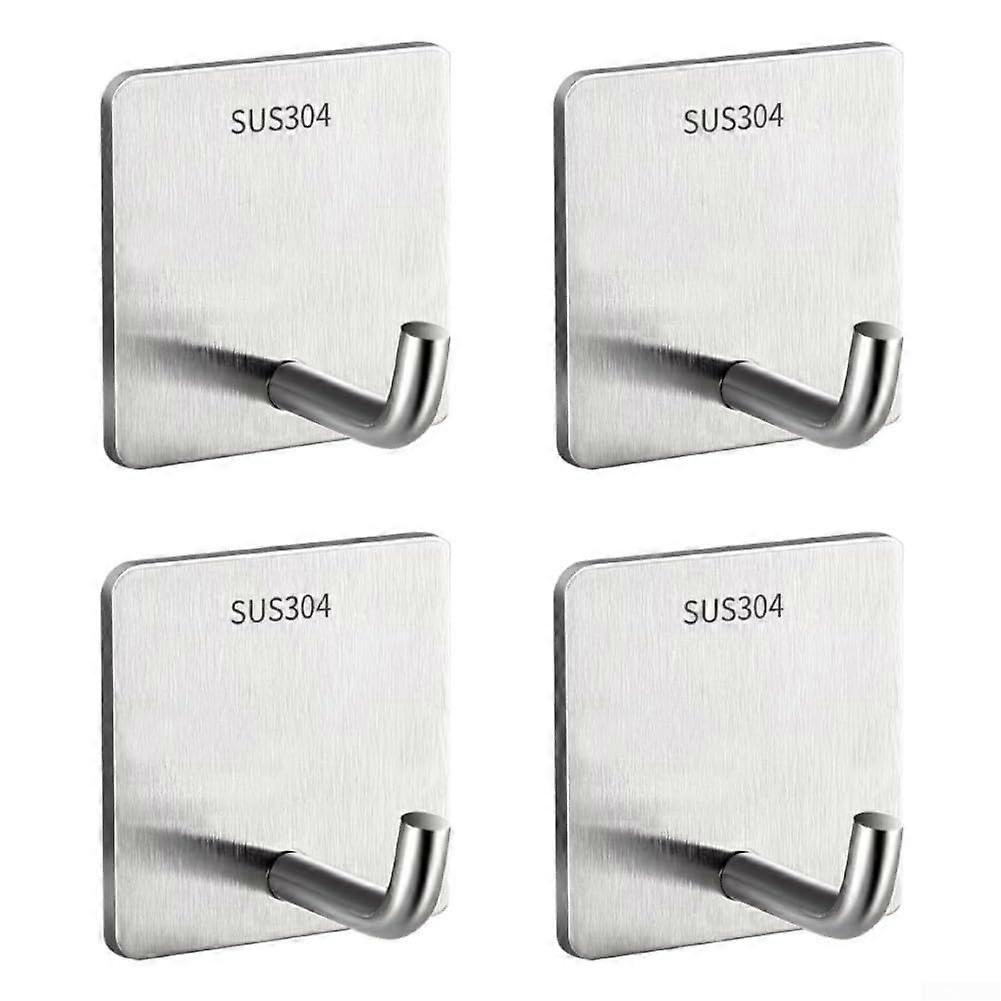 Stainless Steel Wall Hooks, Slim Design, Multi-Purpose Use, 4 Pack, Ideal for Home and Office Organization