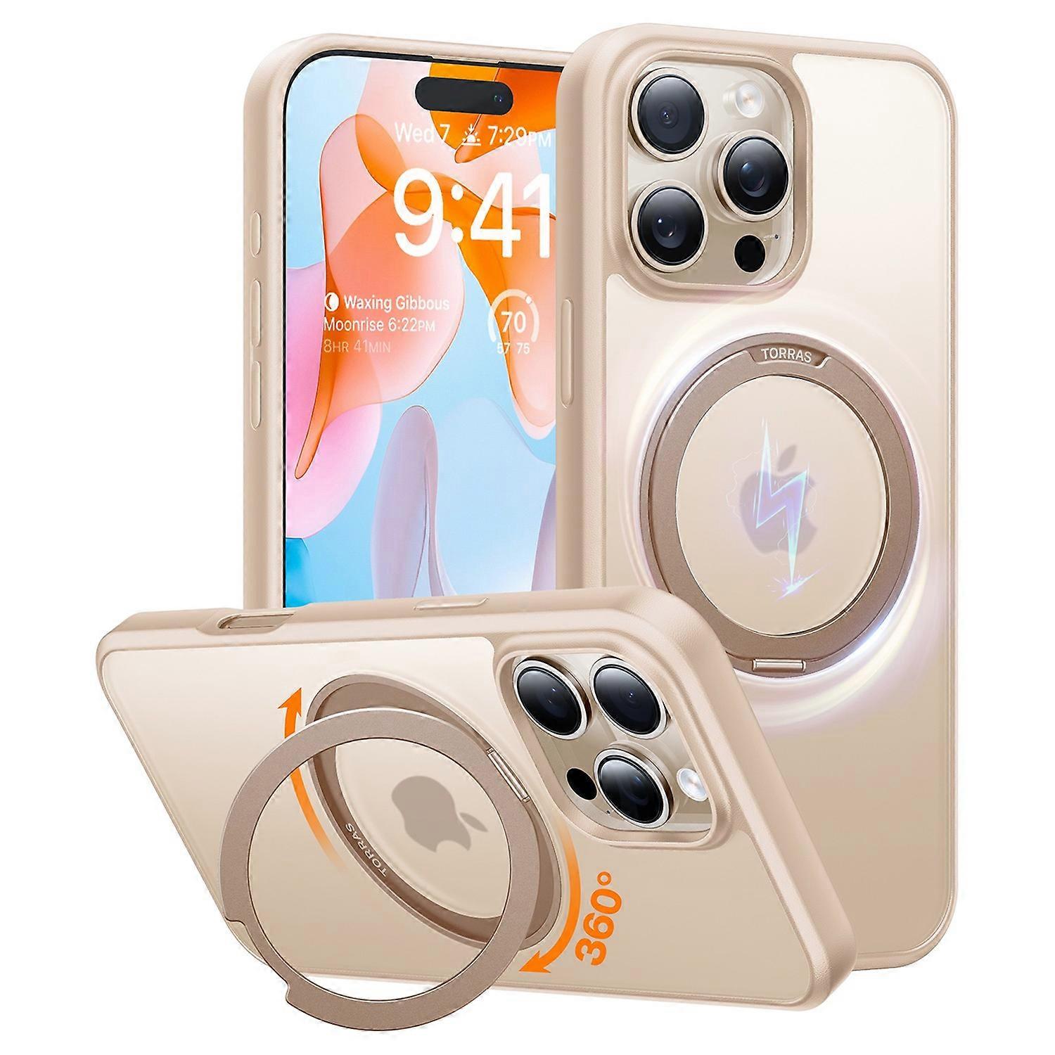 TORRAS Ostand R Series for iPhone 16 Pro Max Case Rotating Kickstand TPU PC Phone Cover Compatible w