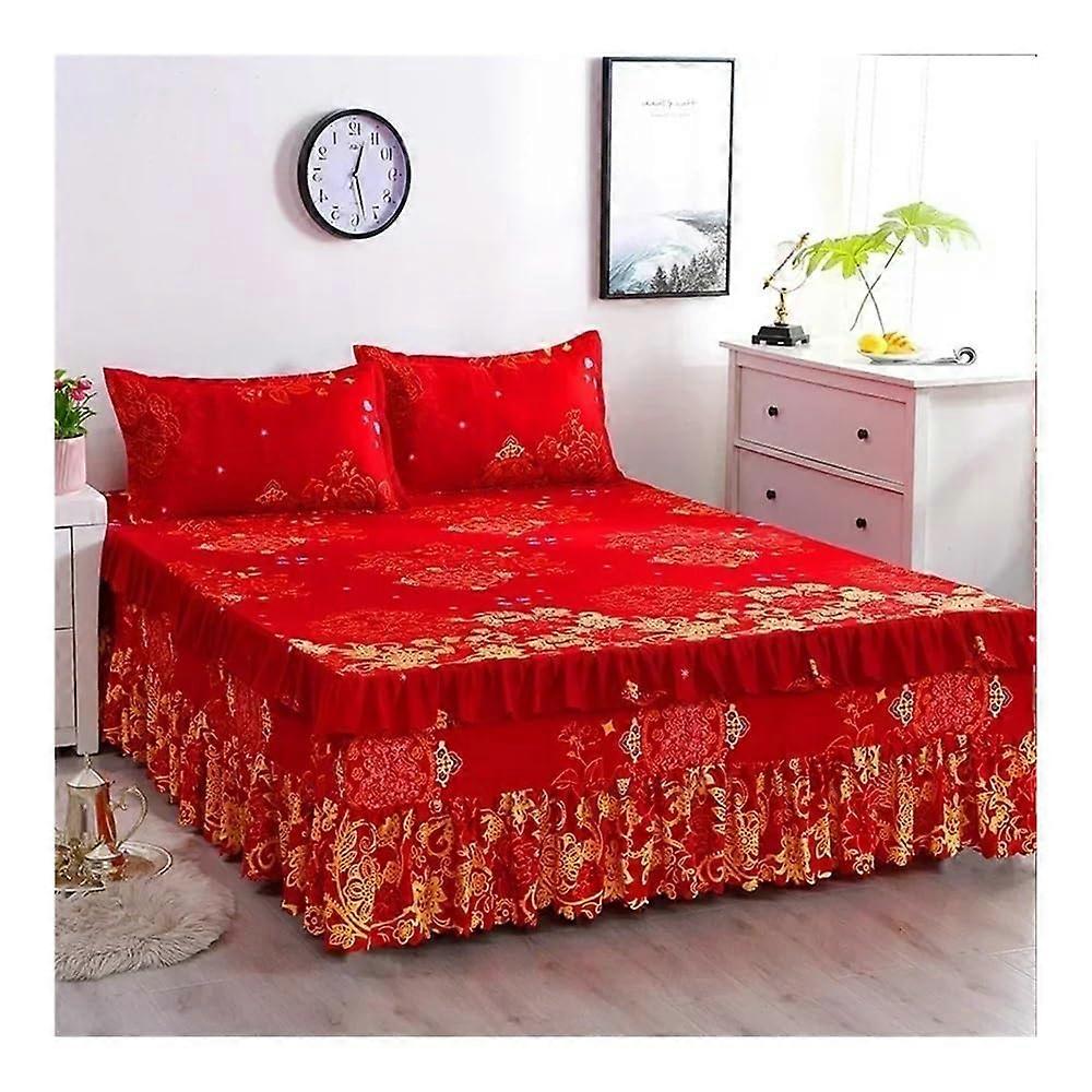 Bed Sheet Modern Thick Princess Style King Queen Size Elastic For Single Or Double Bed 150 x 200 cm Color 13