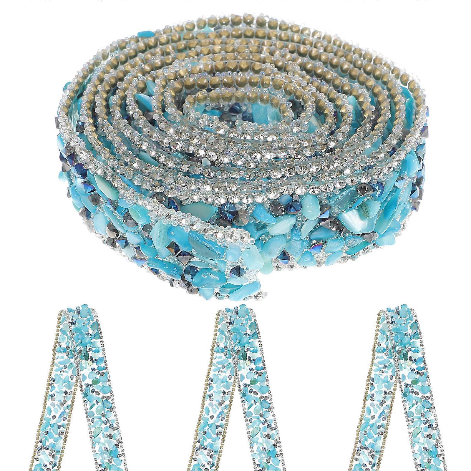 Cuttable Rhinestone Ribbon Decorative Craft Trim for Clothes Accessories Wear Resistant Glittering Self Adhesive Trim for Weddings Events