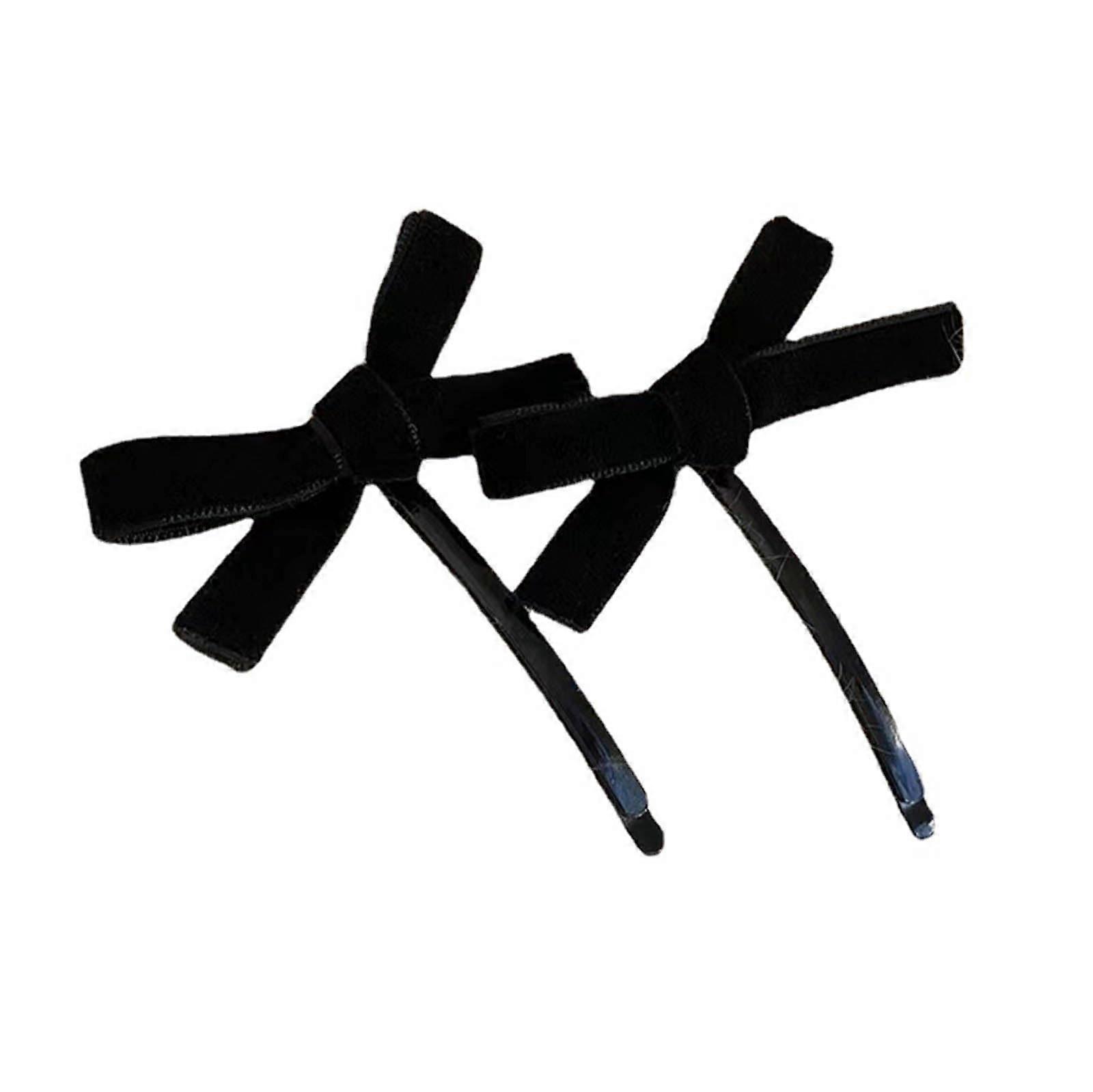 Bowknot Hair Clips 2-Piece Set Black Side Clips For Women And Girls Lolita Hair Barrettes