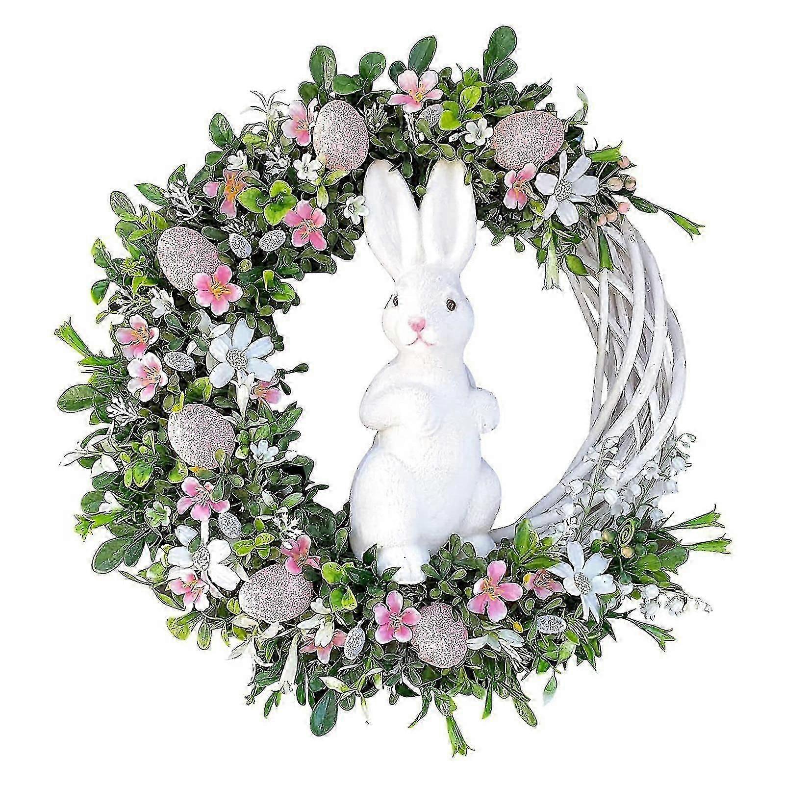 Easter Wreath Flat Printing Egg Garland Pendant With Hanging Rabbit Decoration Home Decor