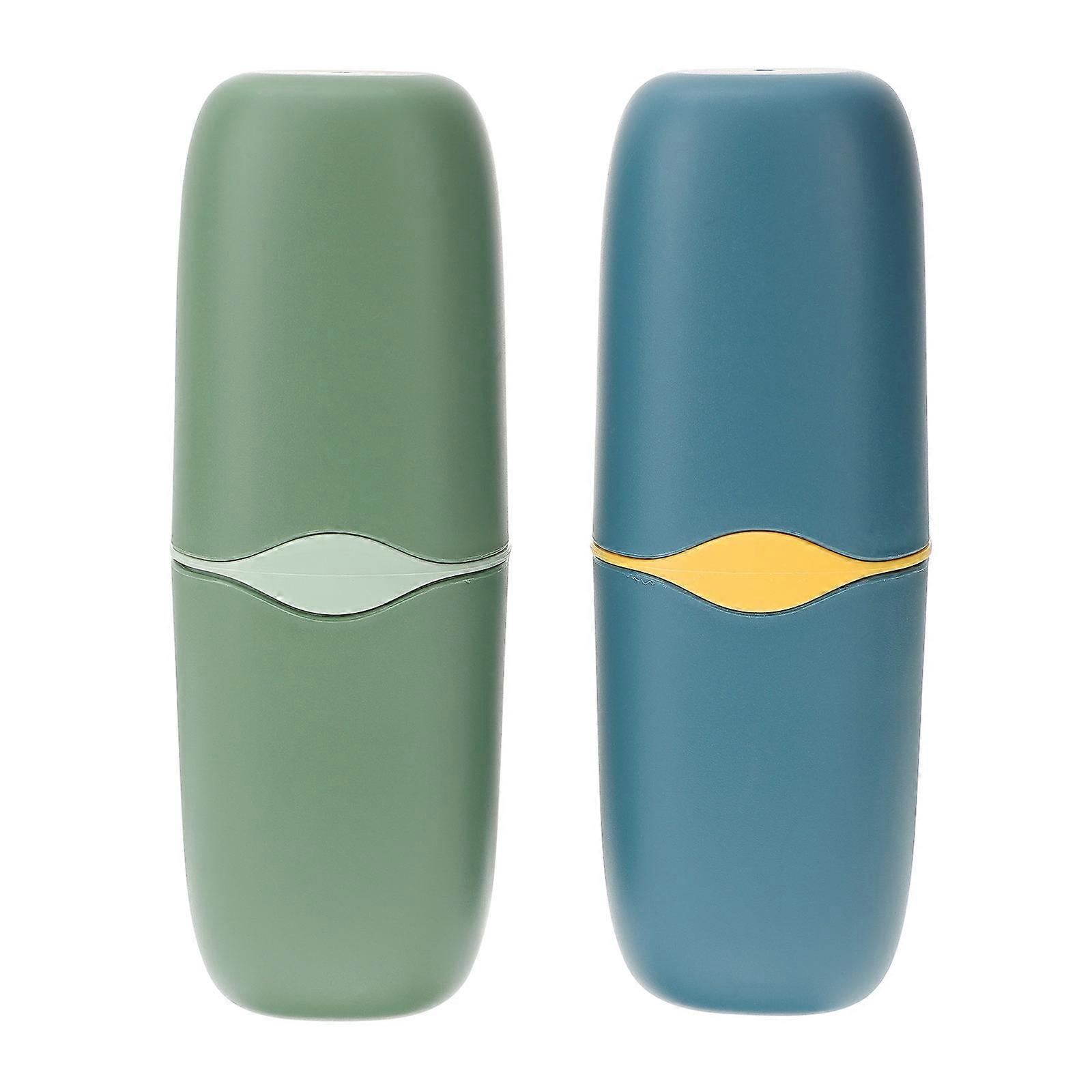 It seems like you're referring to a product listing or description for a **portable travel toothpaste holder and toothbrush case** in green and blue