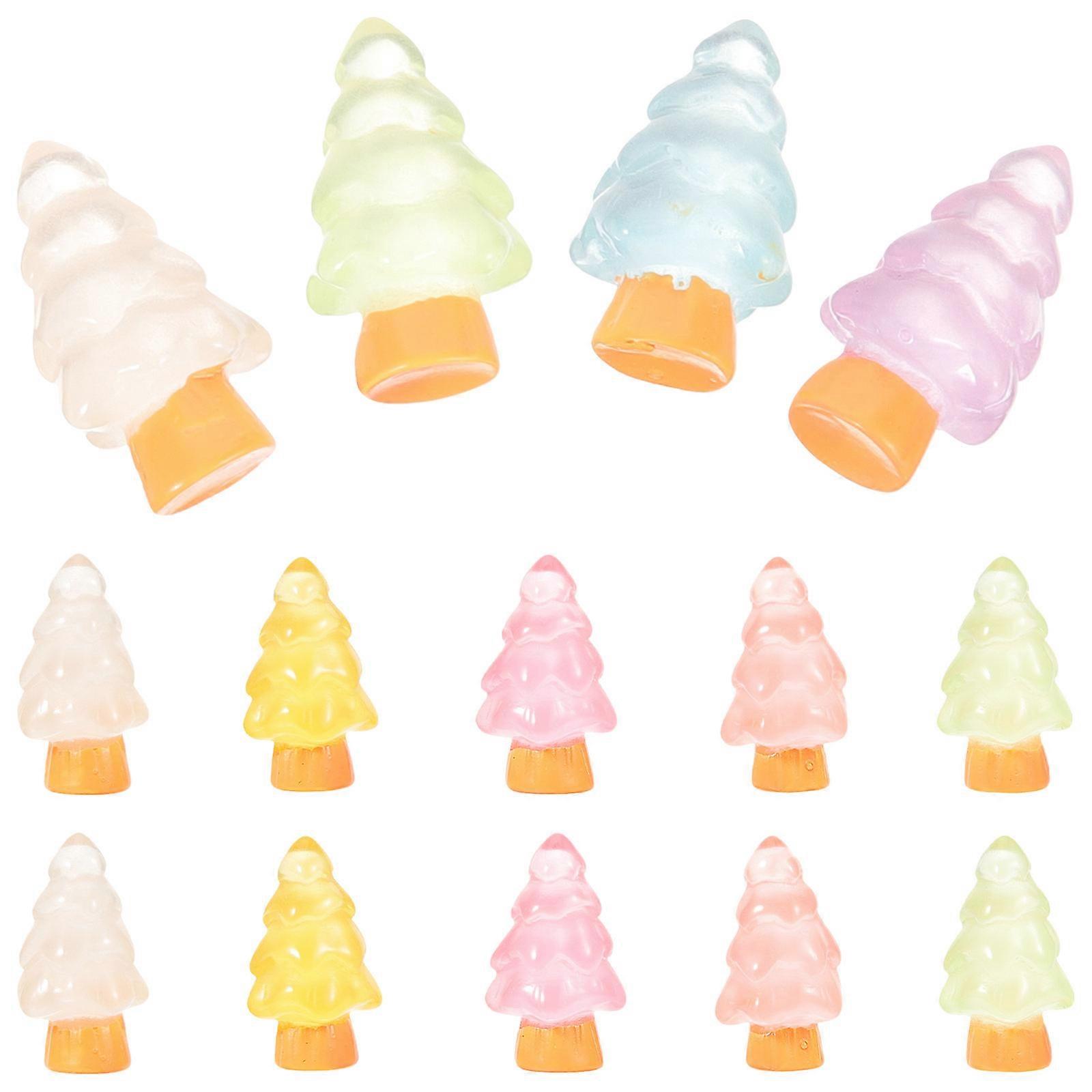 Decorative Trees For Home Decor Resin Christmas Tree Figurine Smooth Surface Miniature Tree 16Pcs