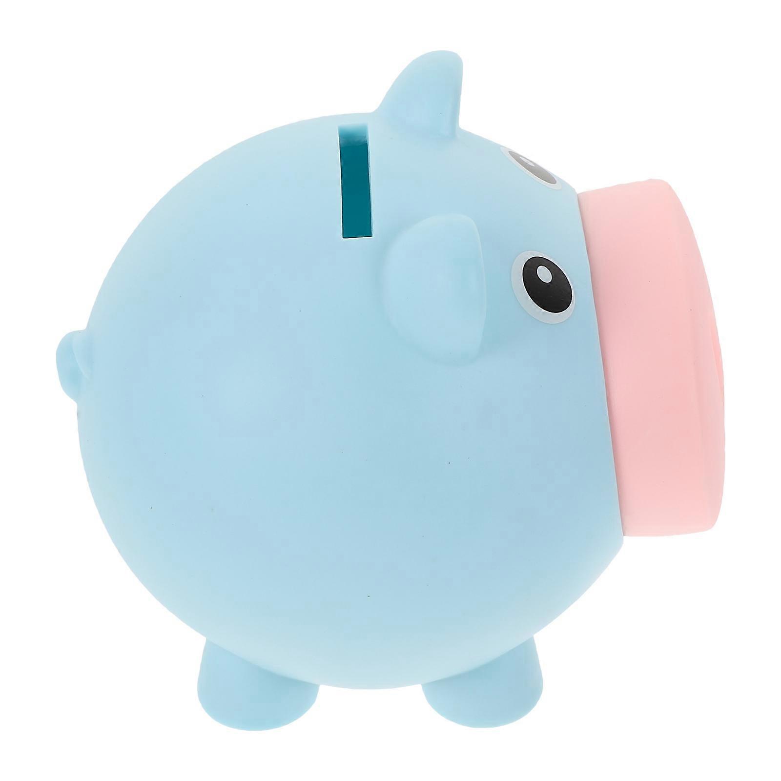 Adorable Pig Shaped Money Box for Storage Use Made of Durable Plastic Blue Large Capacity