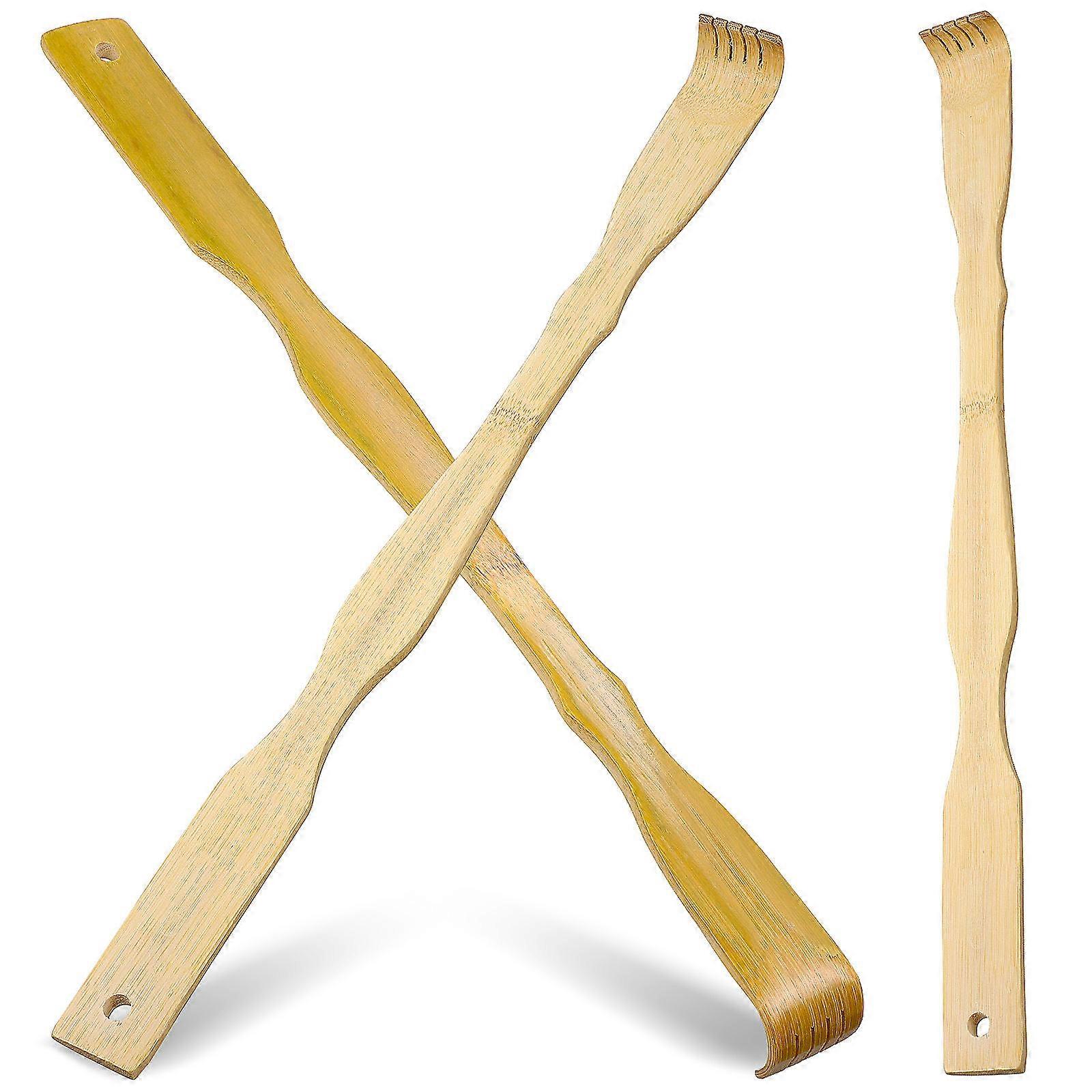 Bamboo Back Scratcher for Home Use Lightweight with Smooth Surface and Hanging Hole 3Pcs Beige
