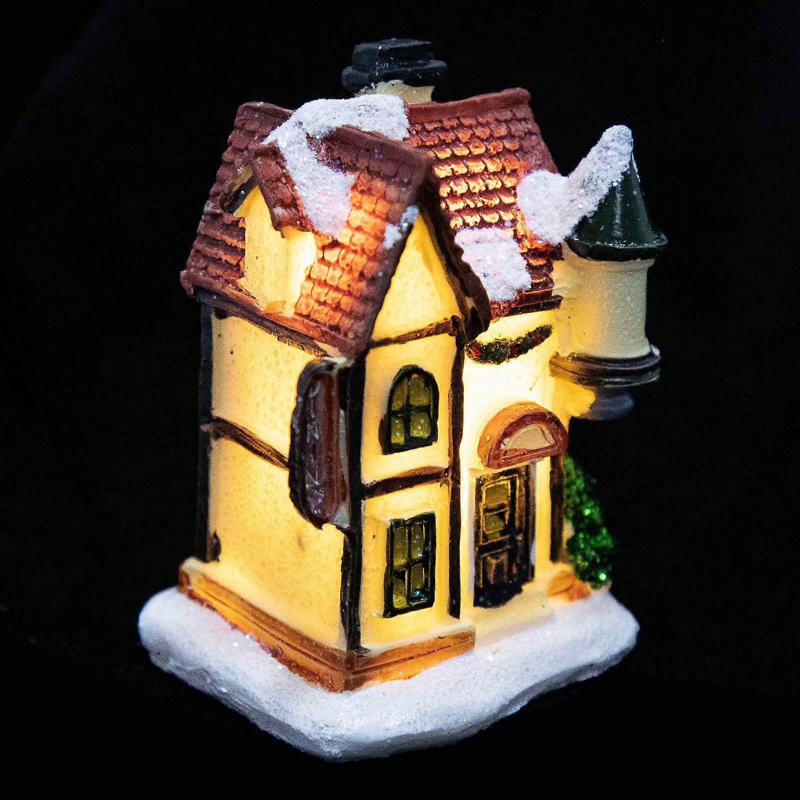 Luminous Christmas Decorative House with Resin Material for Festive Desktop Decor Multi Color Changing Lamp