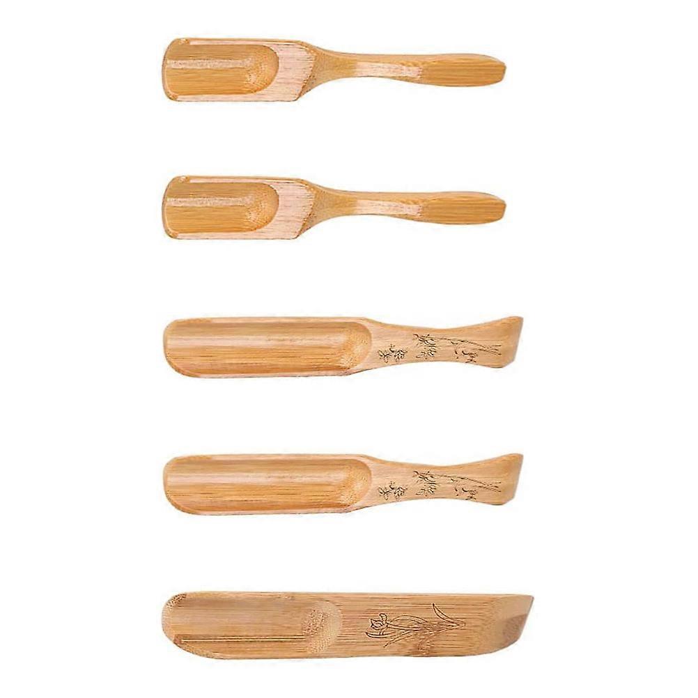 Bamboo Tea Scoop for Storage with Smooth Edges and Versatile Use Chocolate Color 5 Pieces