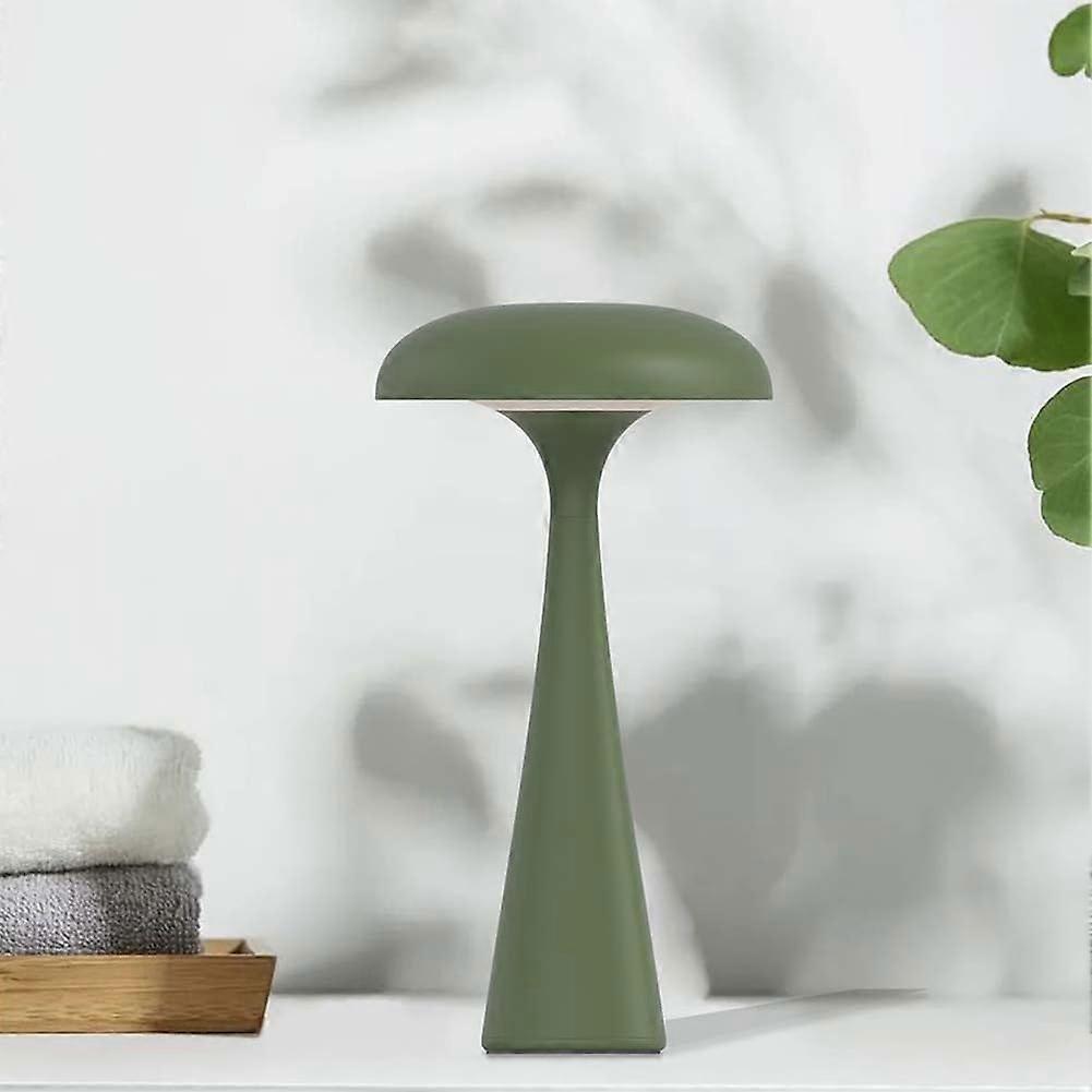 LED Mushroom Table Lamp, Dimmable Touch Control Desk Light with 3 Brightness Modes, USB Charging Battery Light for Bedroom, Green
