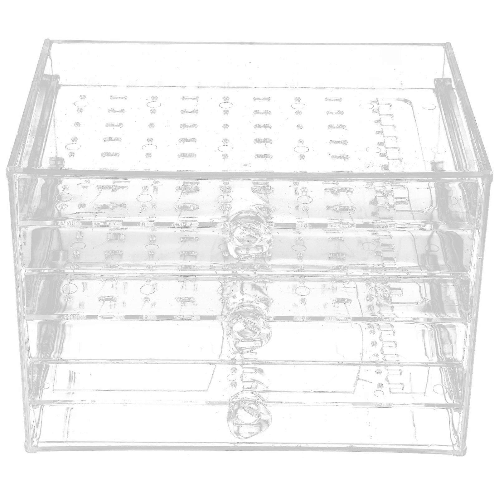 Portable Acrylic Earrings Storage Box with Drawers for Home Use Transparent Plastic 3 Plates 30