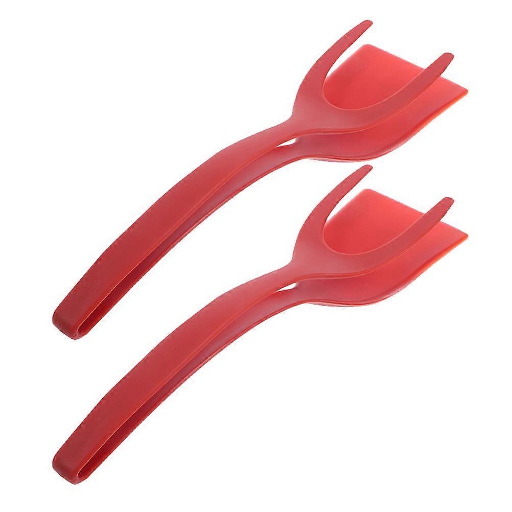 Frying Spatula Tong Spatula Steak Clamp Silicone Home Use Ergonomic Flipper Design 2Pcs