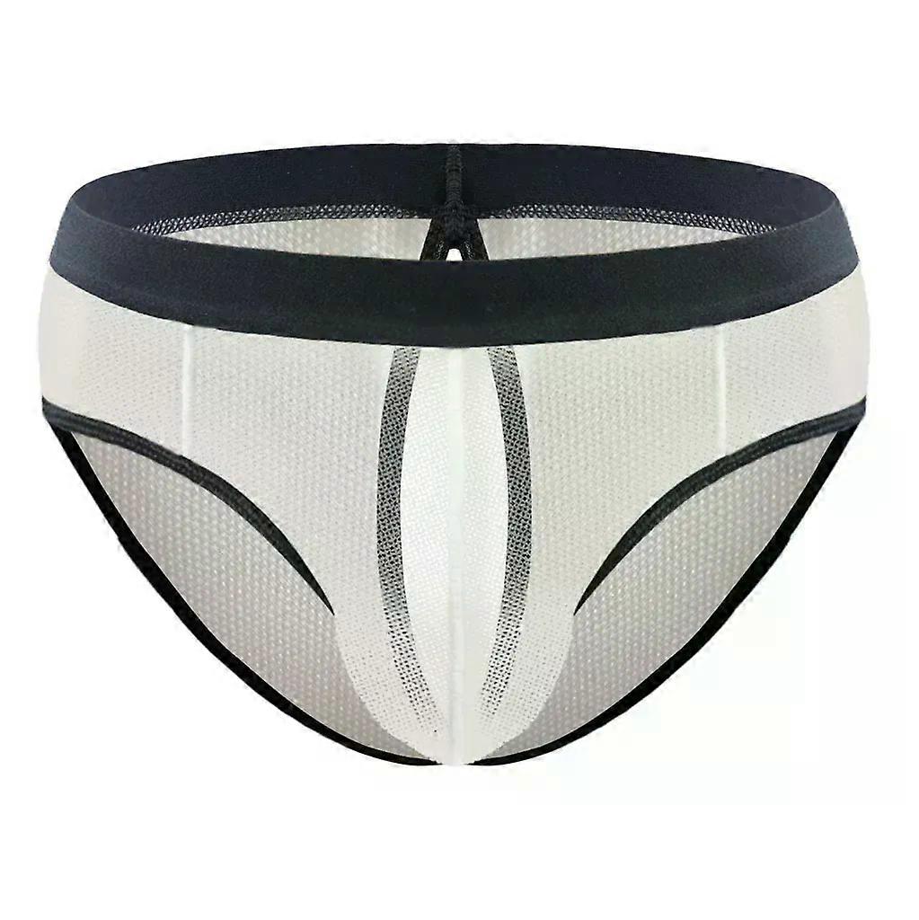Erotic Men's Underwear Fun Rear Exposed Hip Seam Gay Mesh Rear Opening Thong Sheer Rubber Brief Shorts Male Convex Pouch Panties