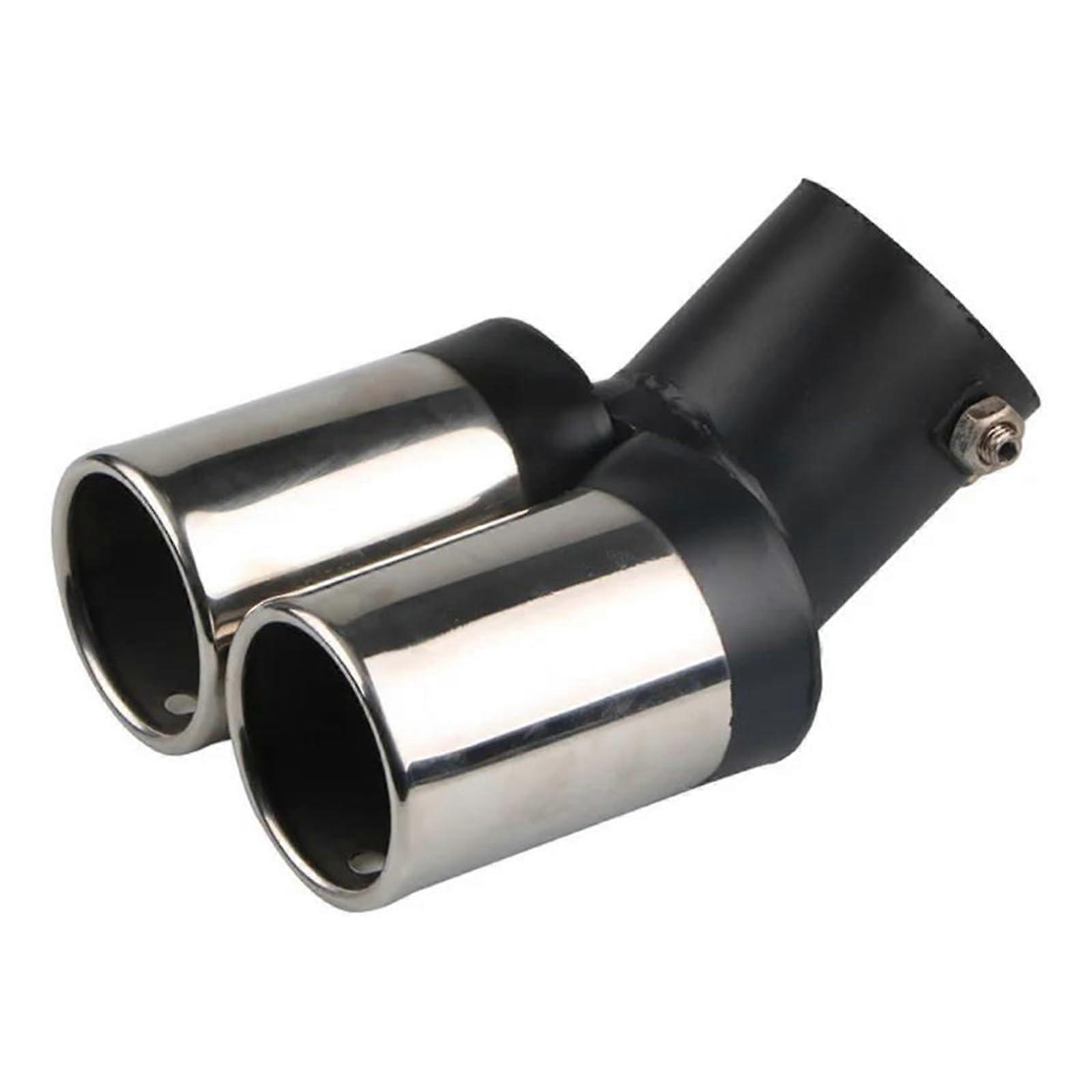 Exhaust Tailpipe Universal Car Tailpipe Dual Outlet Muffler Pipe 3 Inch Modified Exhaust Trim Stainless Steel