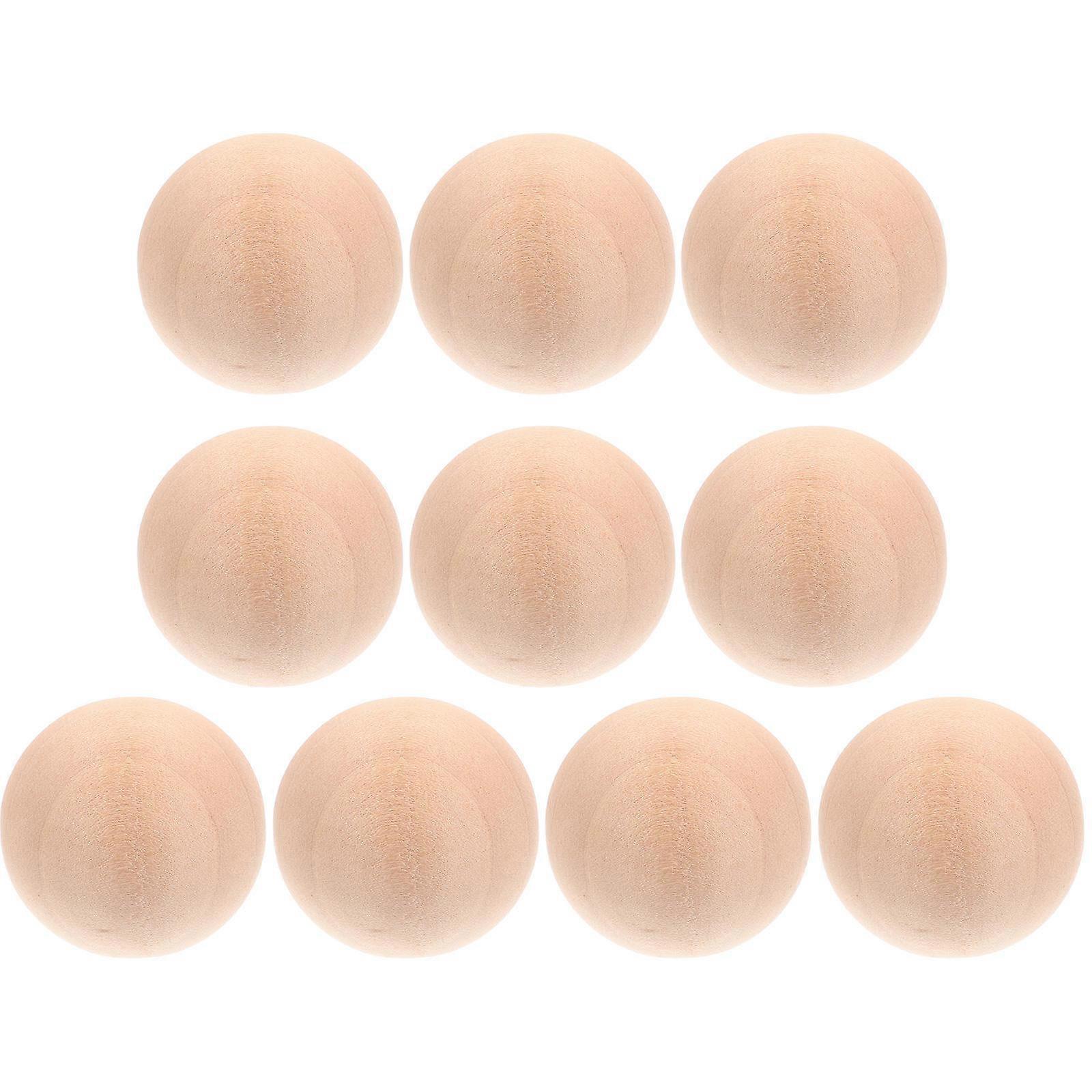 Khaki Solid Wooden Balls for Pet Use Smooth Surface Perfect for DIY Craft Projects 10 Pieces