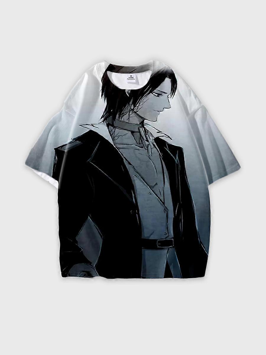 T-shirt round neck Character Pattern loose short sleeve Q66