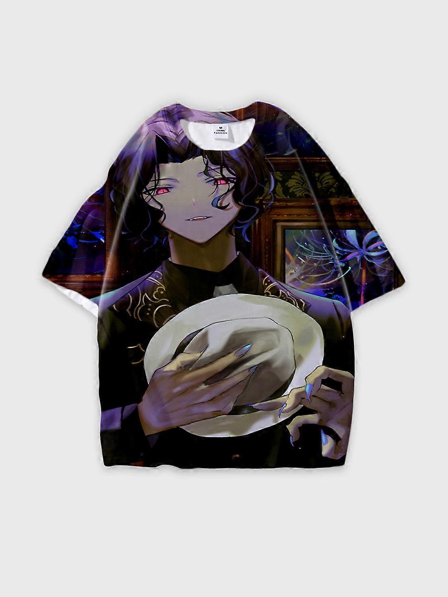 T-shirt round neck Character Pattern loose short sleeve P1946