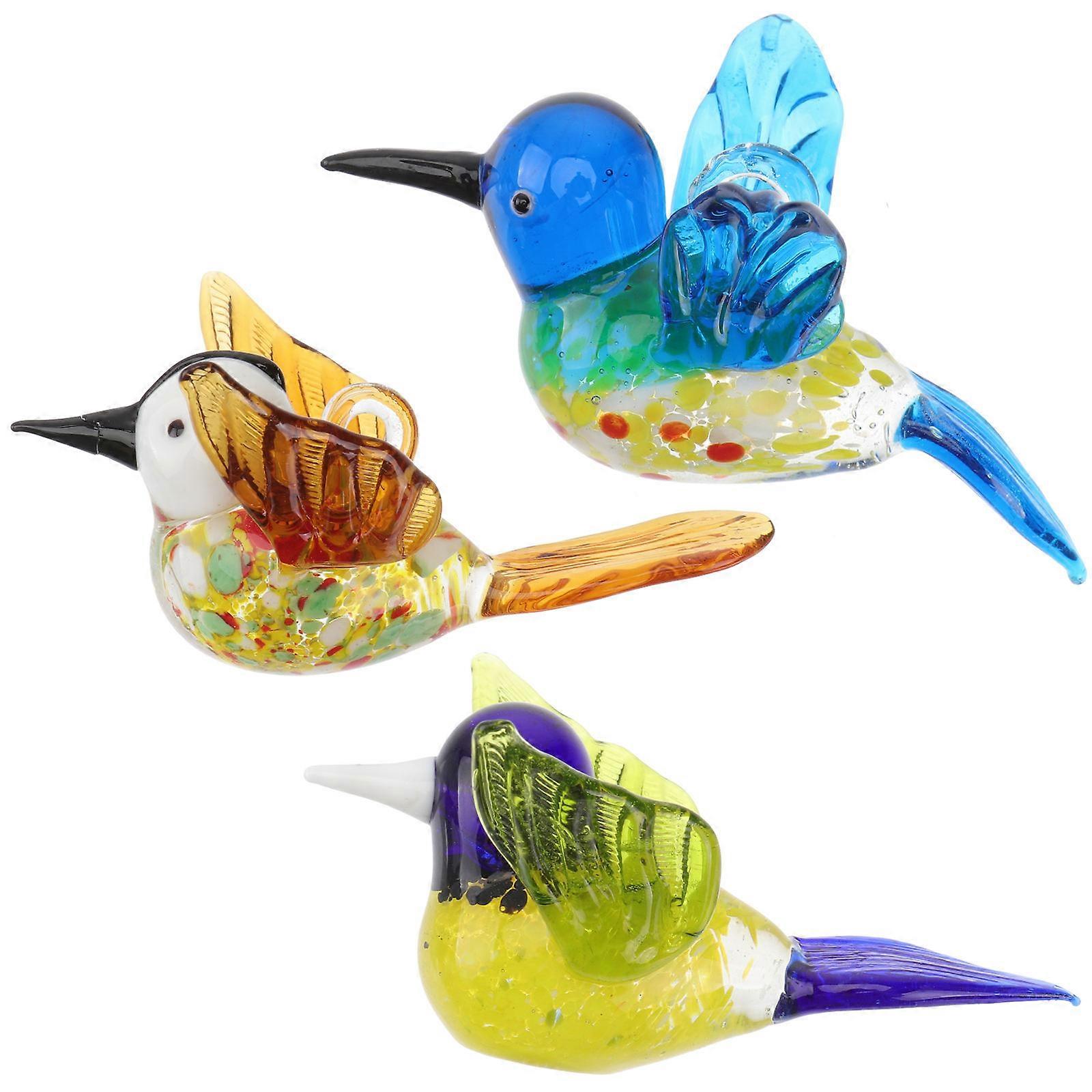 Glass Hummingbird Figurine For Indoor And Outdoor Display Bright Color 11.00X8.00X7.50 Cm Charming 3Set