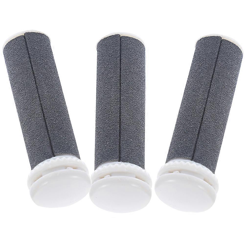 Electric Foot File Replacement Roller Heads for Home Use Durable ABS Black 3 Pieces