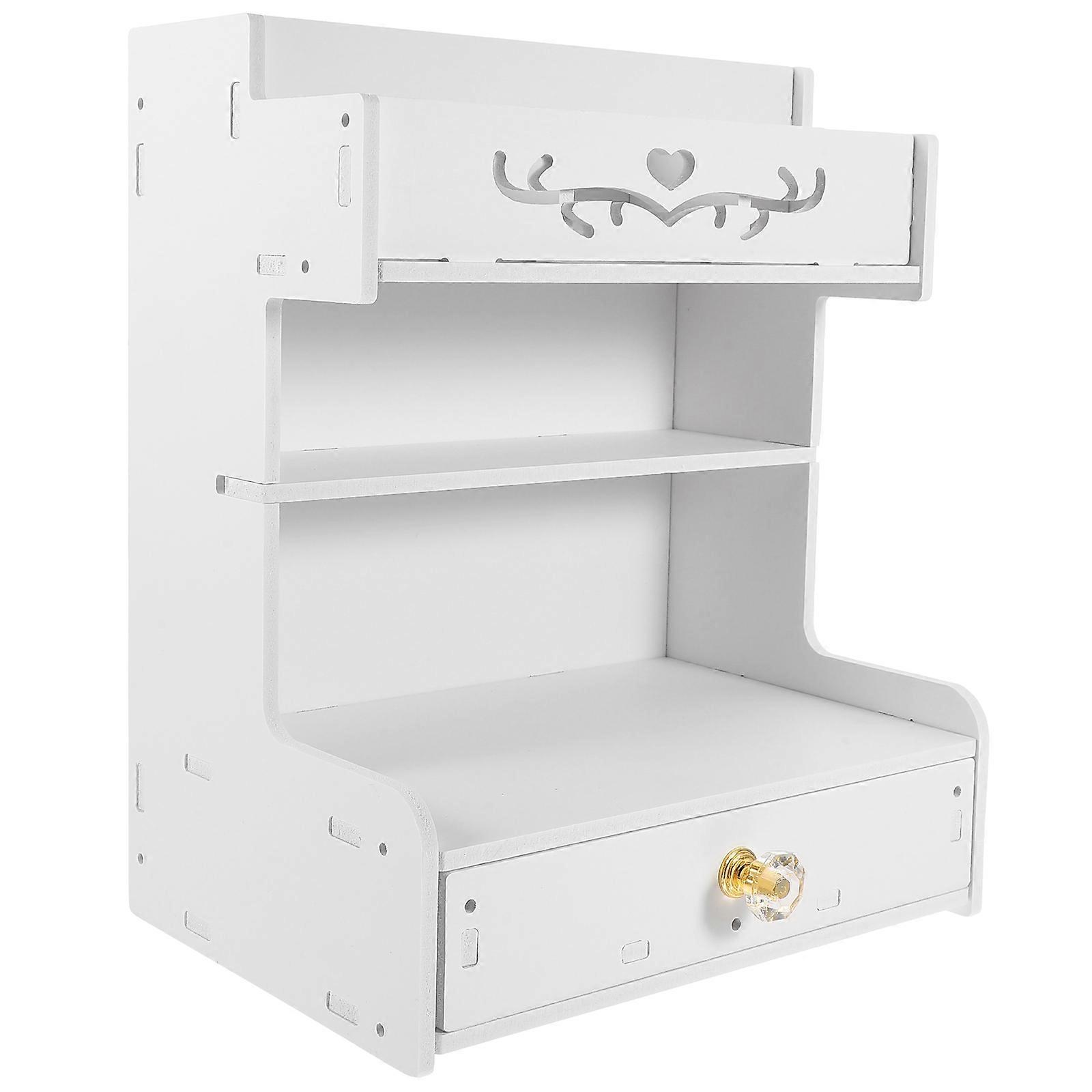 Composite Desk Organizer with Modern Design for Storage Use White Color Fits Most Scenes 12.5x8.3x6.7 Inches