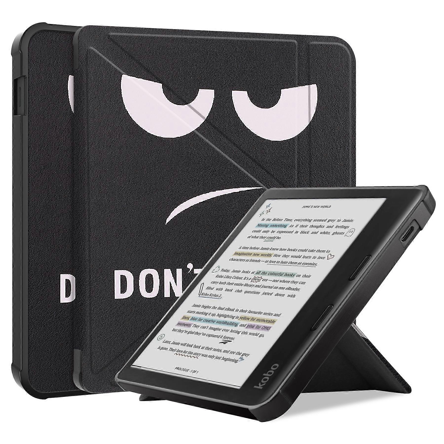 TKdaddy For Kobo Libra Colour Case Pattern Print Leather ebook Reader Cover Big Eyes